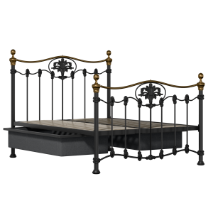 Camolin iron/metal bed in black with drawers - Thumbnail