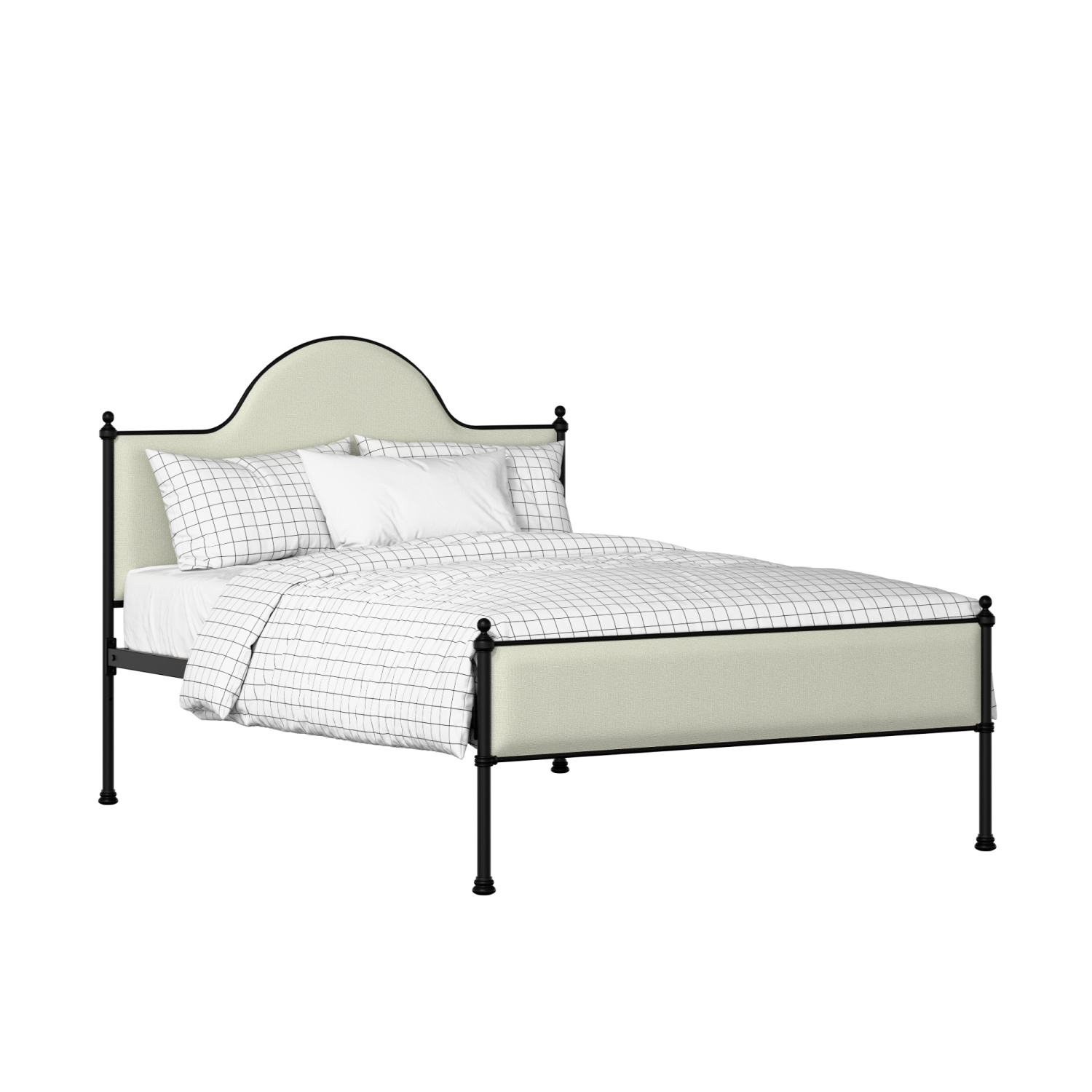 Albert Slim iron/metal upholstered bed in black with mineral fabric