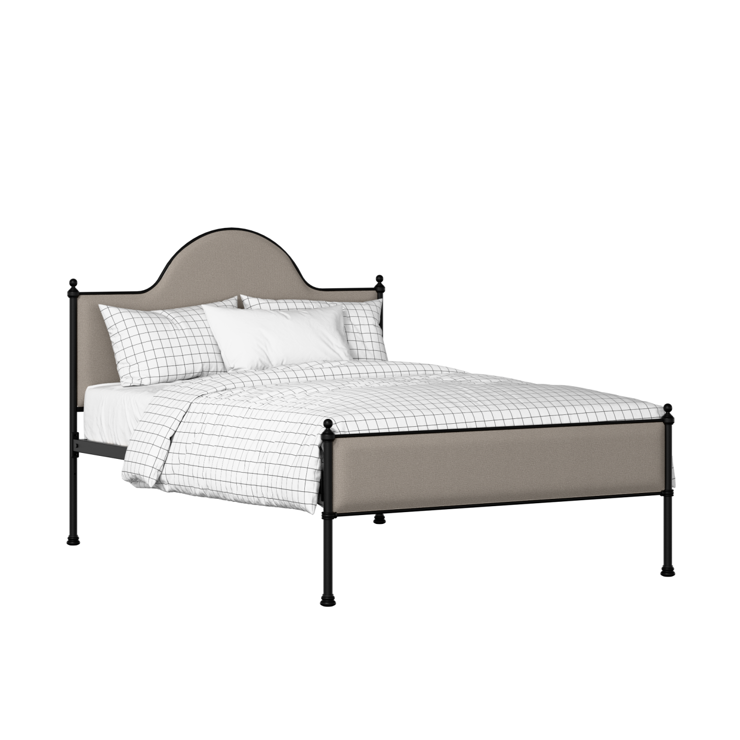 Albert Slim iron/metal upholstered bed in black with storm grey fabric