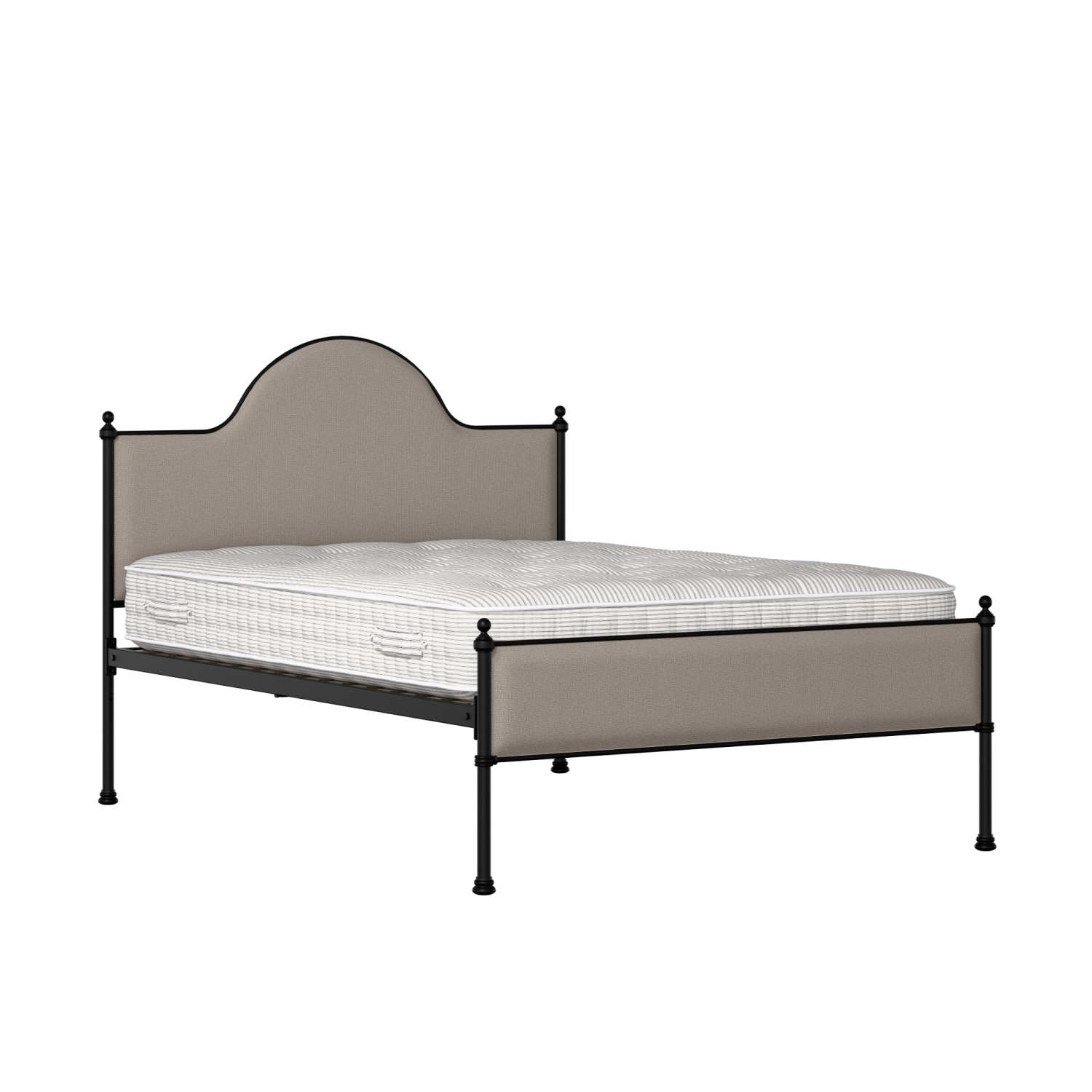 Albert Slim iron/metal upholstered bed in black with storm grey fabric