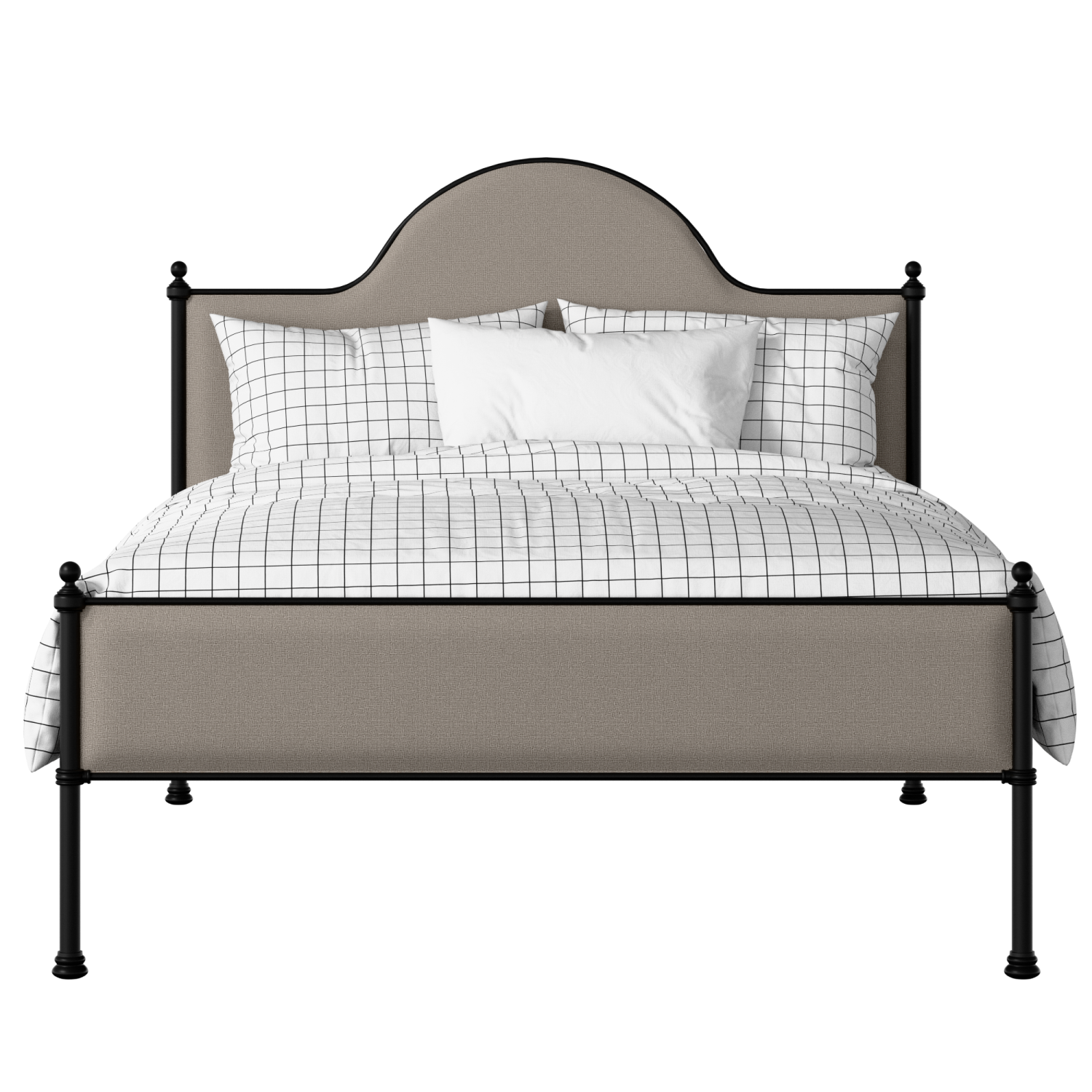 Albert Slim iron/metal upholstered bed in black with storm grey fabric