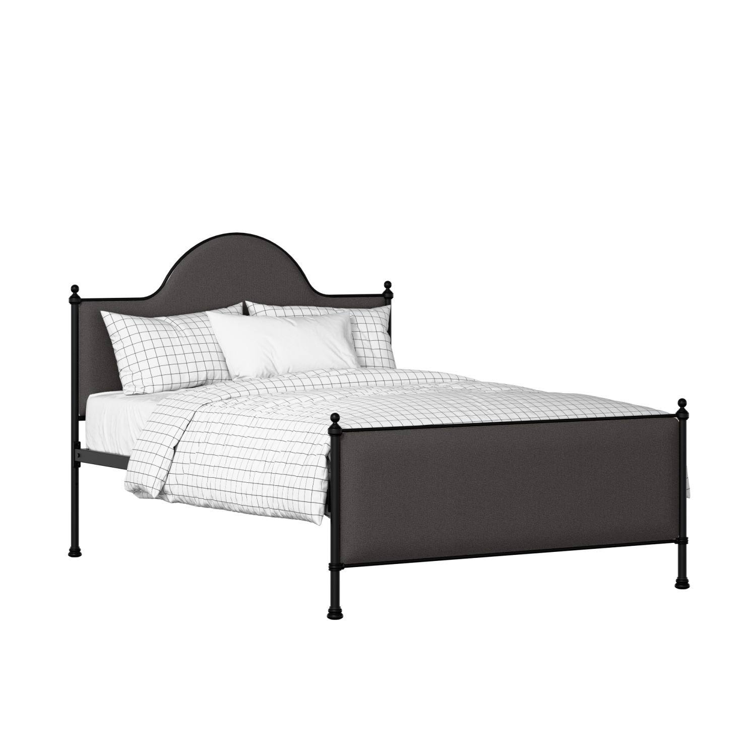 Albert iron/metal upholstered bed in black with iron fabric