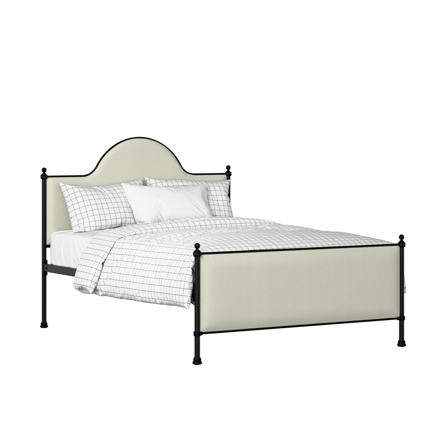 Albert iron/metal upholstered bed in black with mineral fabric