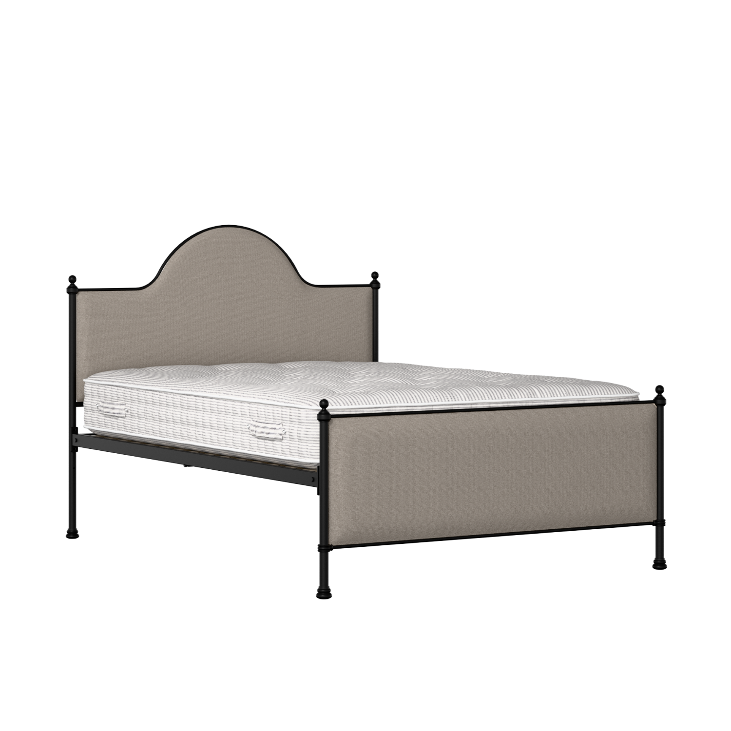 Albert iron/metal upholstered bed in black with storm grey fabric