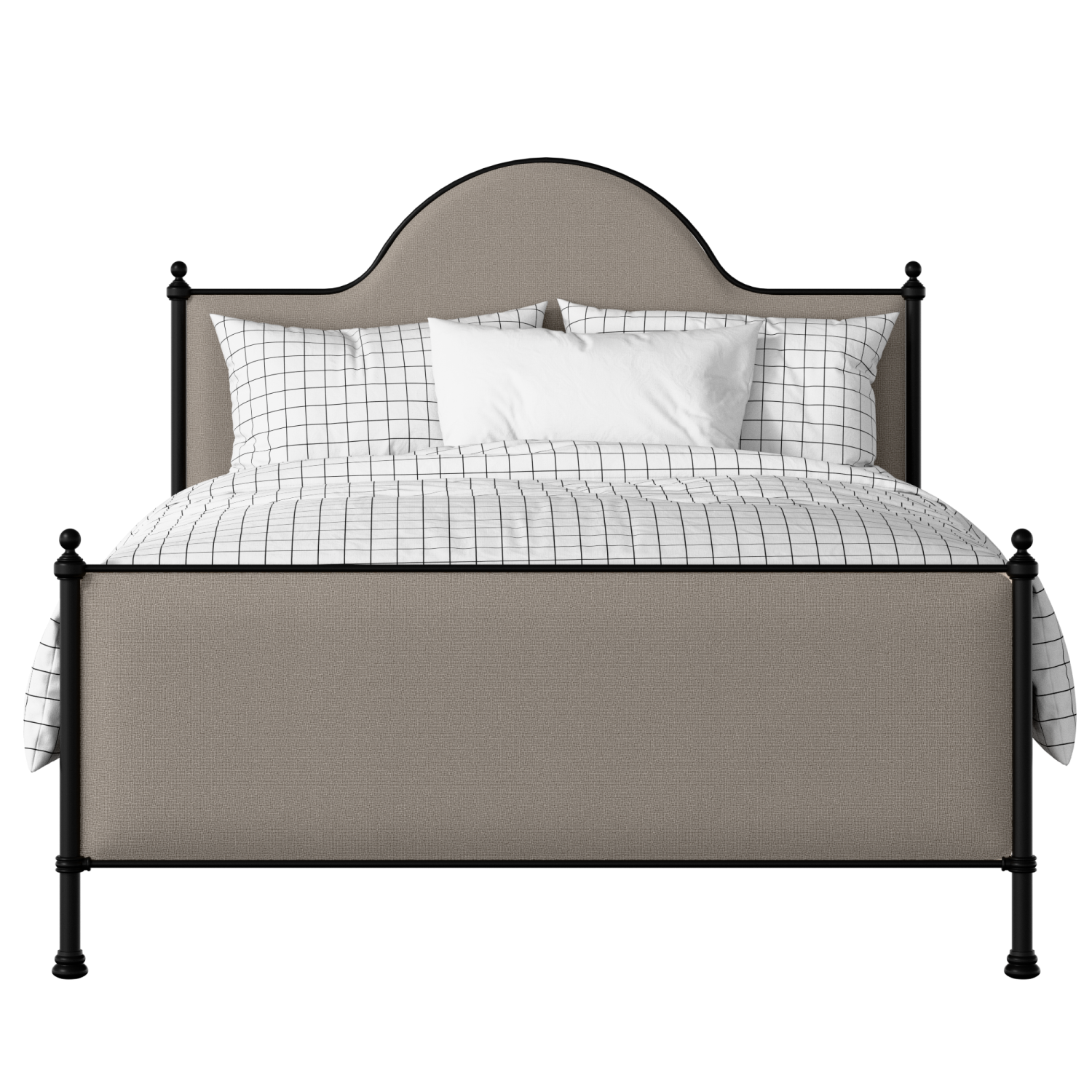 Albert iron/metal upholstered bed in black with storm grey fabric