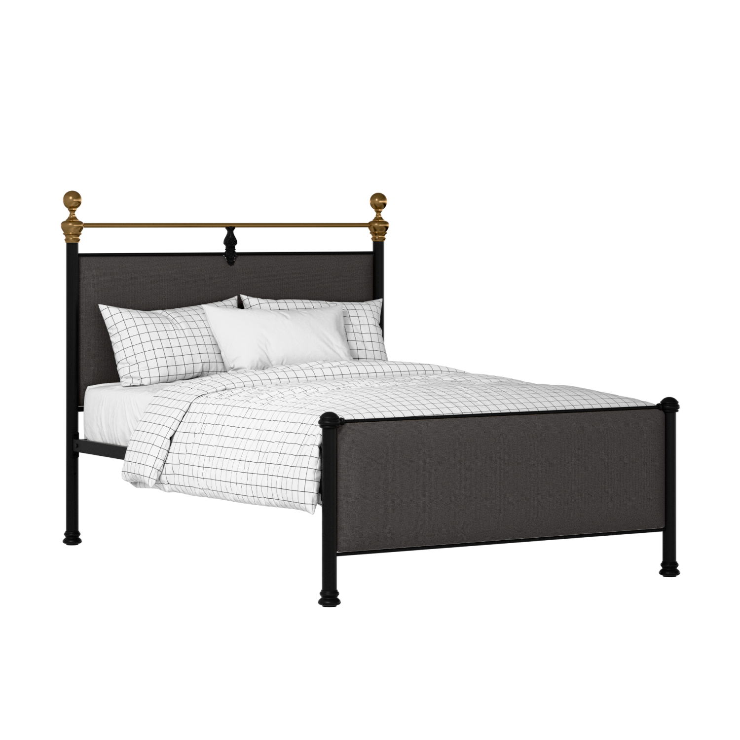 Bastille iron/metal upholstered bed in black with iron fabric