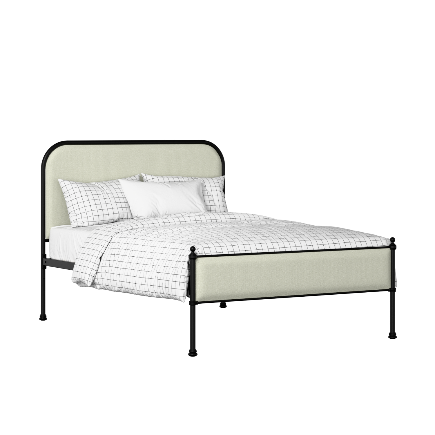 Bray Slim iron/metal upholstered bed in black with mineral fabric