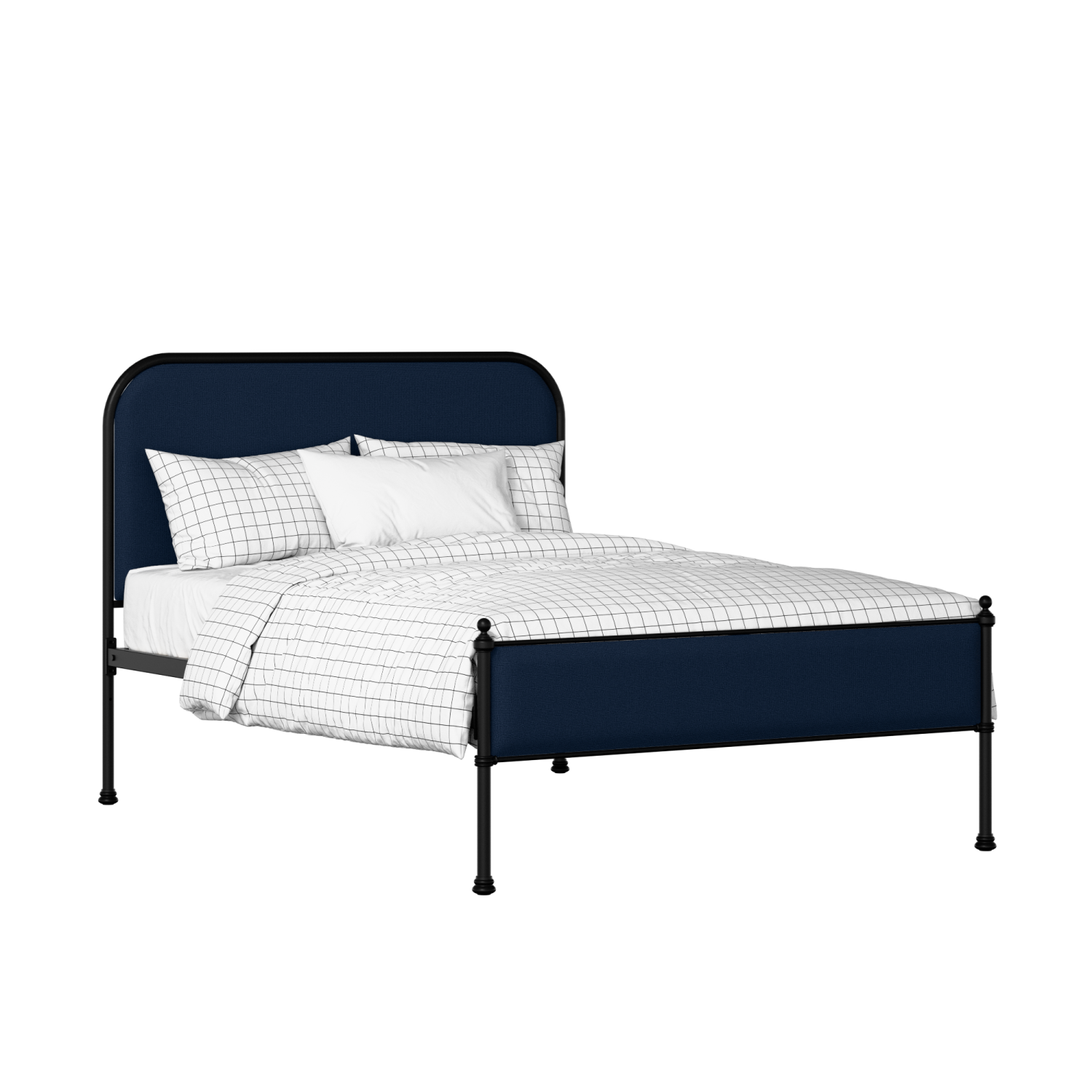 Bray Slim iron/metal upholstered bed in black with blue fabric