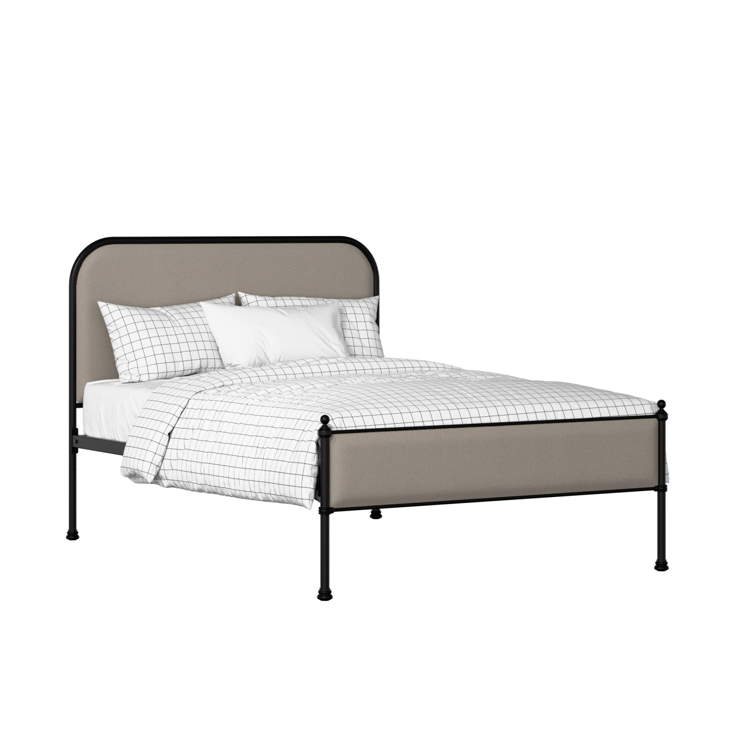 Bray Slim iron/metal upholstered bed in black with storm grey fabric