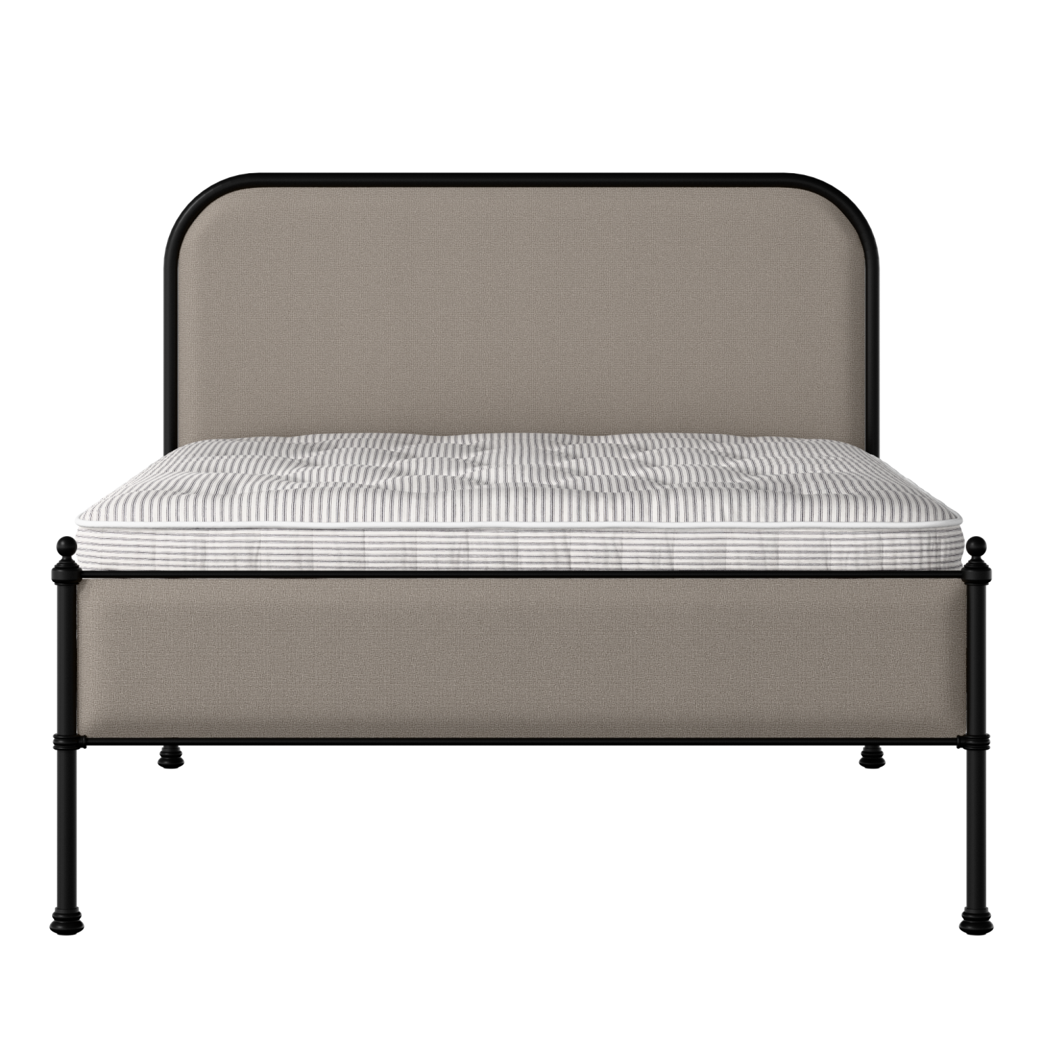 Bray Slim iron/metal upholstered bed in black with storm grey fabric