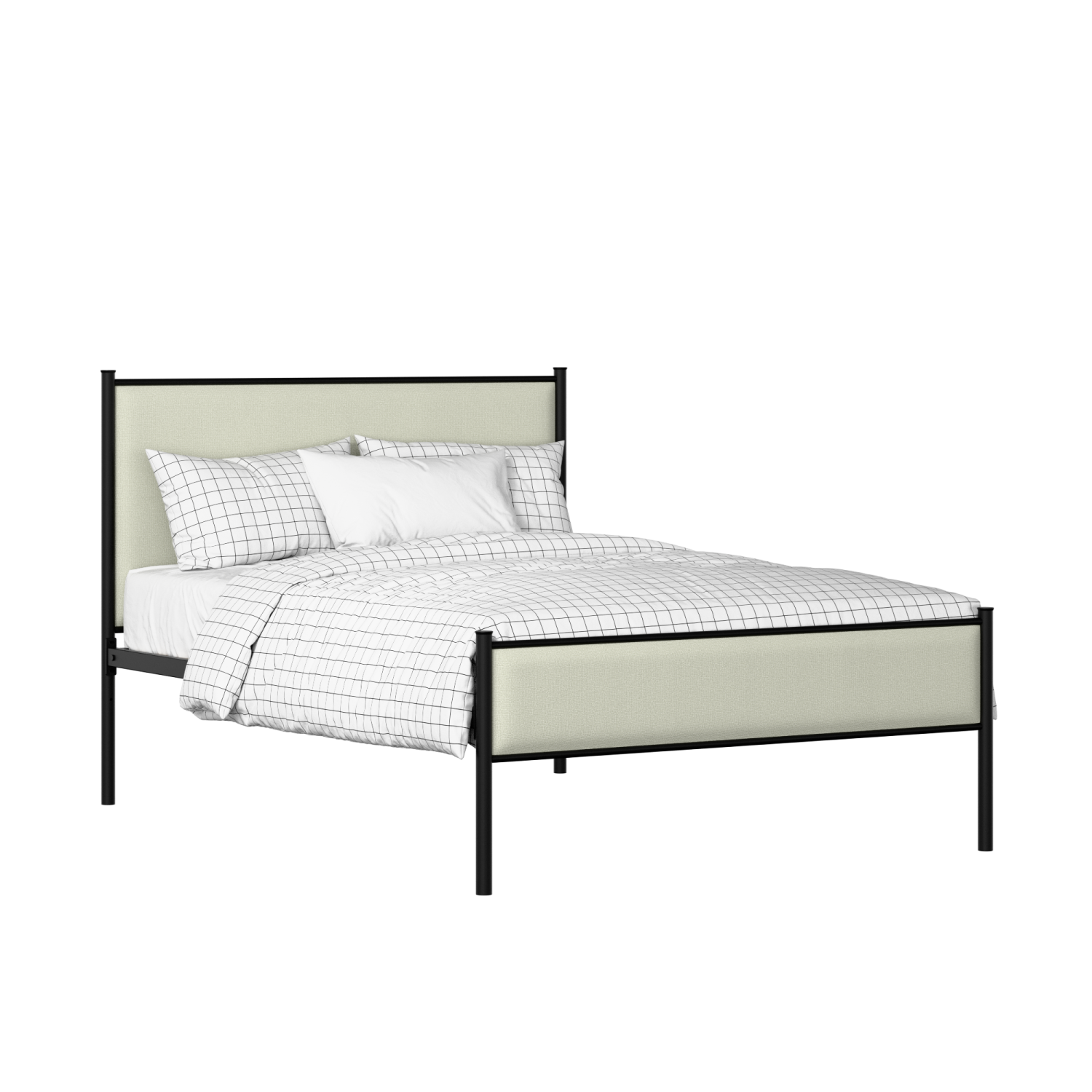 Brest Slim iron/metal upholstered bed in black with mineral fabric