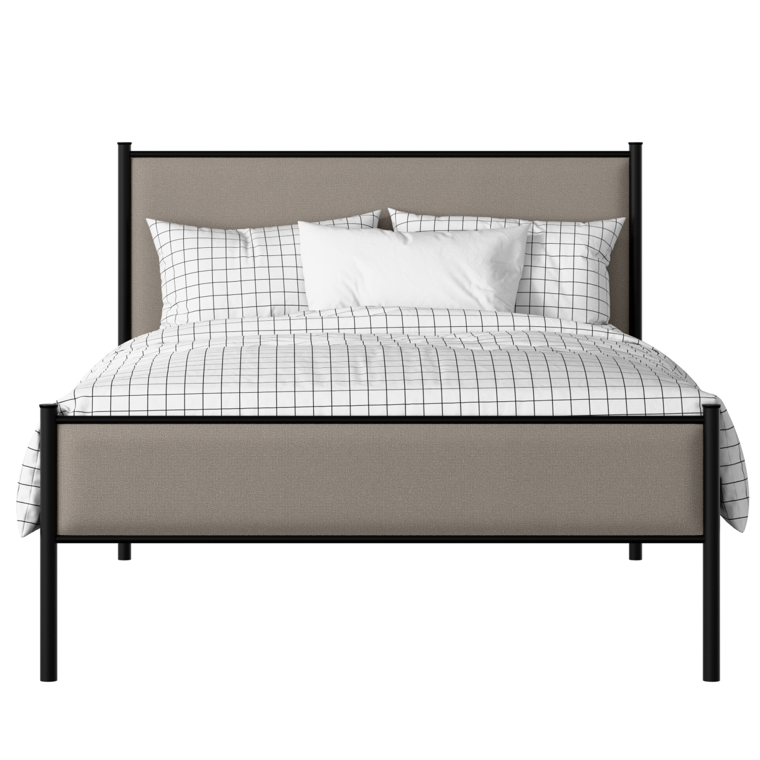 Brest Slim iron/metal upholstered bed in black with storm grey fabric