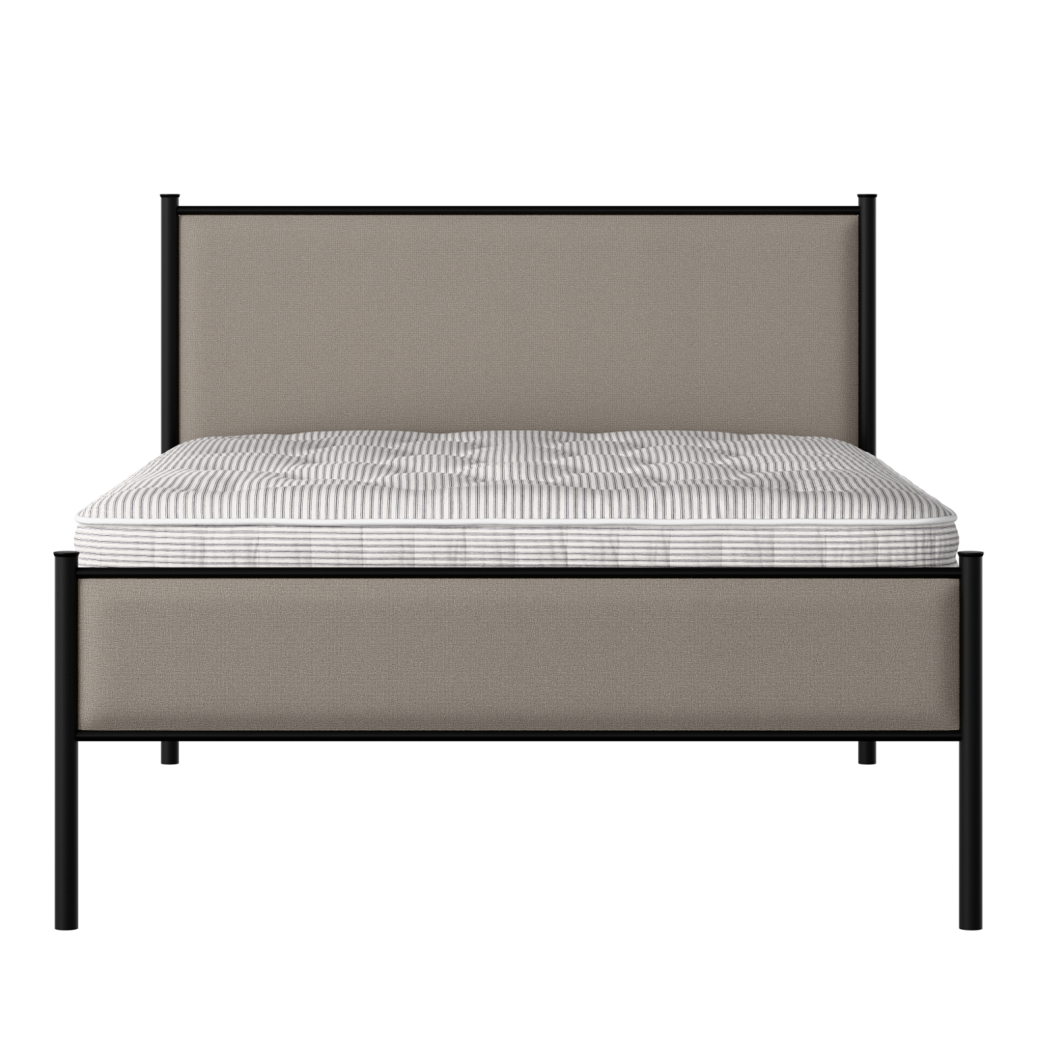 Brest Slim iron/metal upholstered bed in black with storm grey fabric
