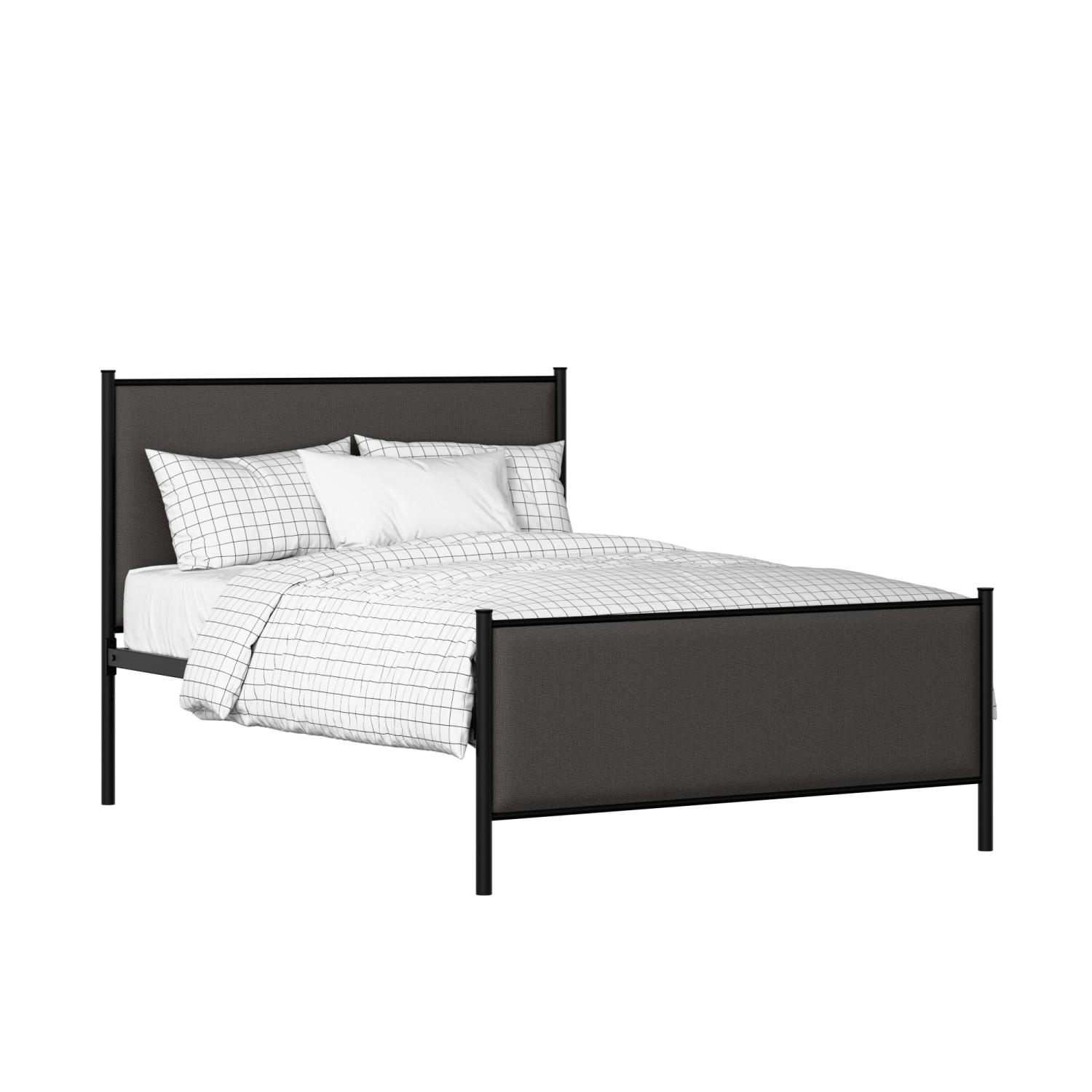 Brest iron/metal upholstered bed in black with iron fabric