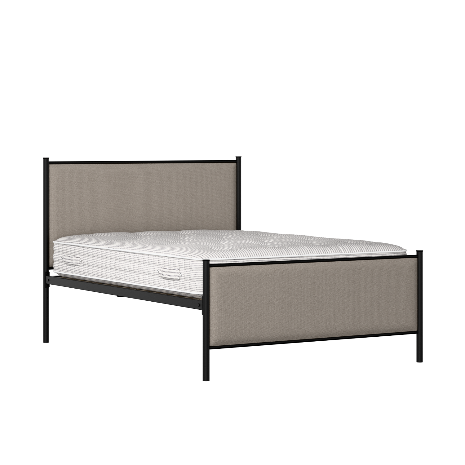 Brest iron/metal upholstered bed in black with storm grey fabric