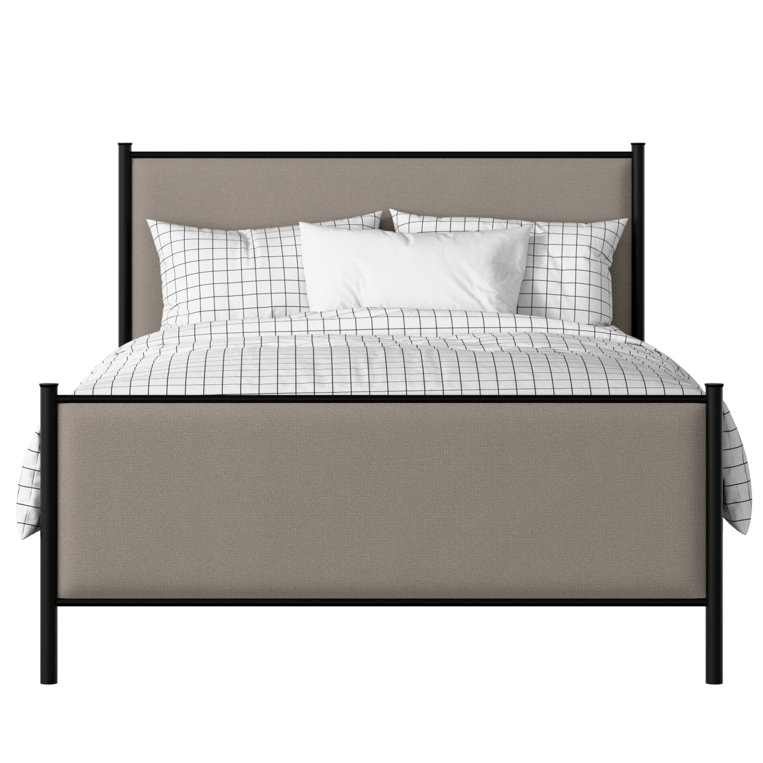 Brest iron/metal upholstered bed in black with storm grey fabric