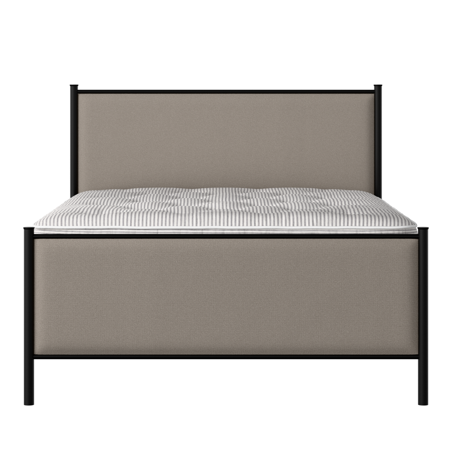 Brest iron/metal upholstered bed in black with storm grey fabric