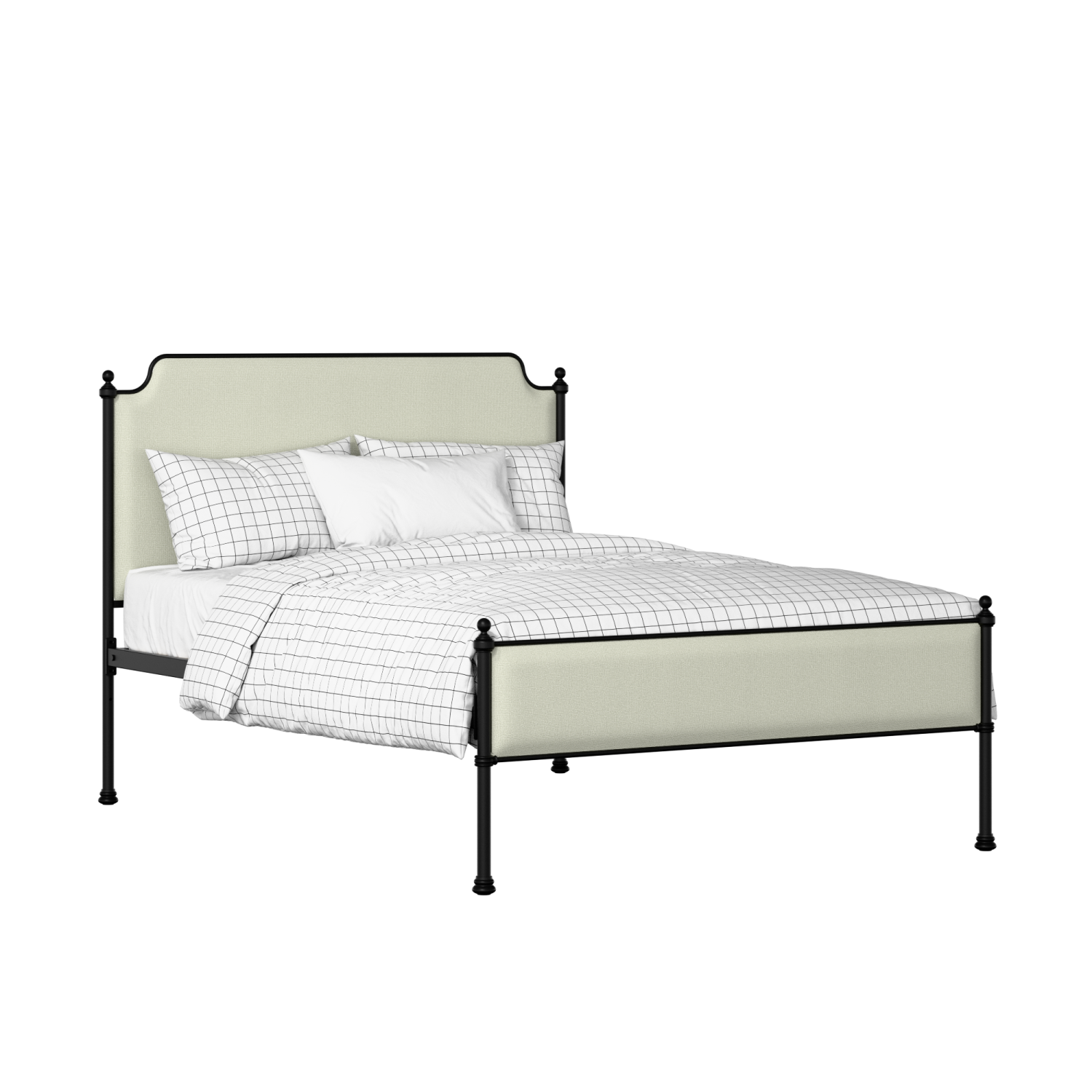 Miranda Slim iron/metal upholstered bed in black with mineral fabric