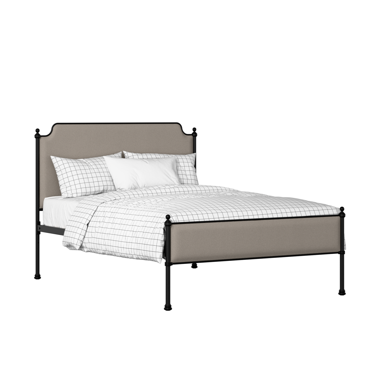 Miranda Slim iron/metal upholstered bed in black with storm grey fabric
