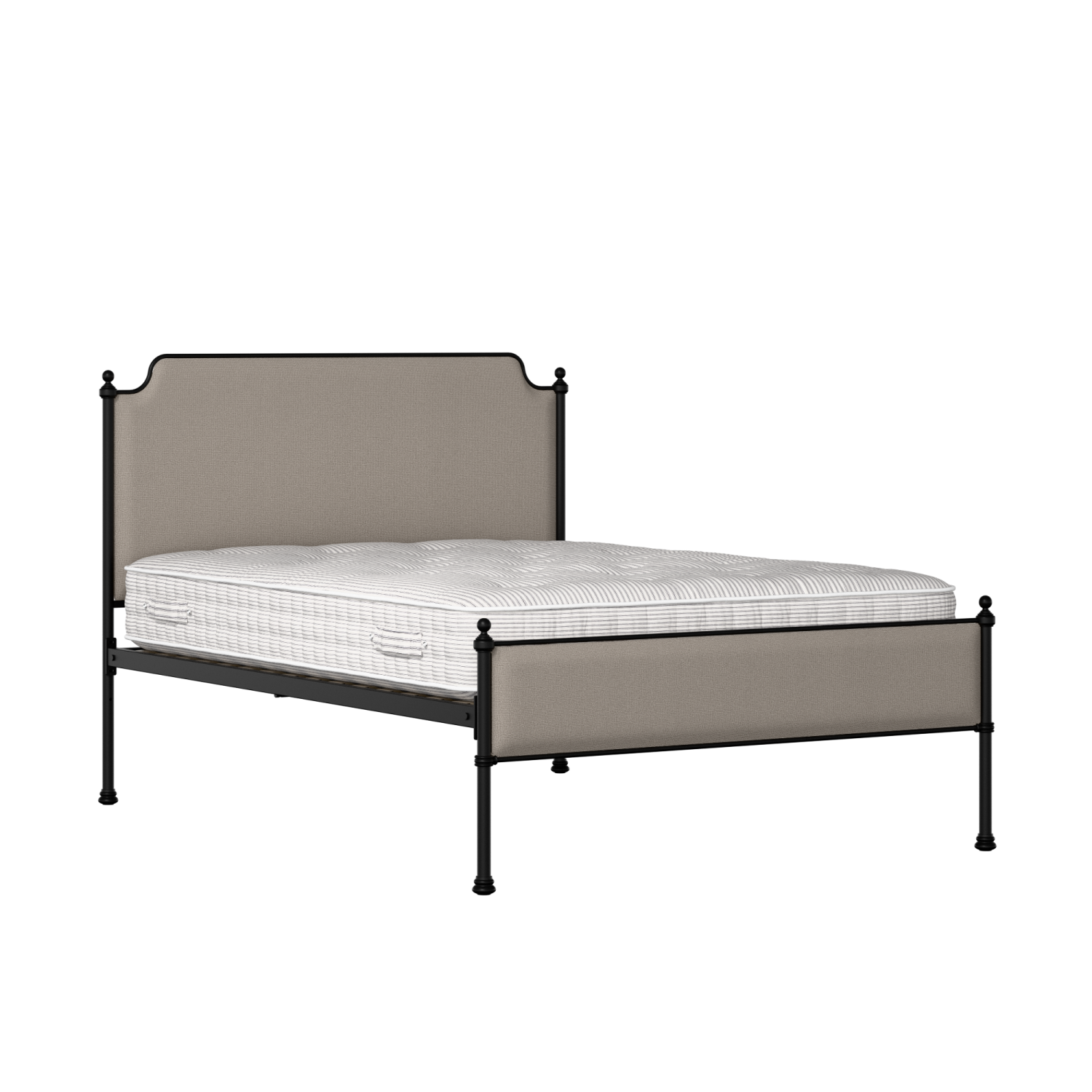 Miranda Slim iron/metal upholstered bed in black with storm grey fabric