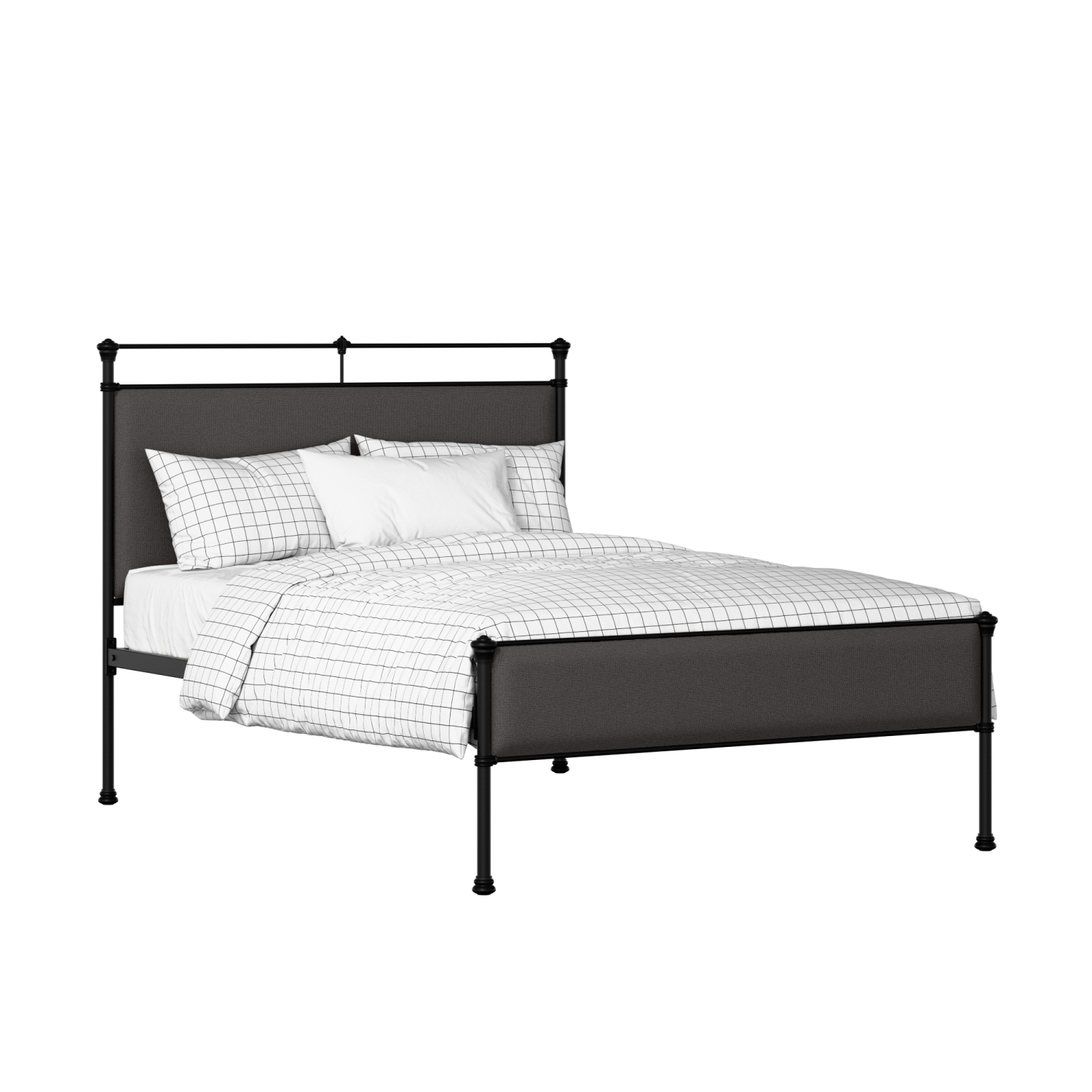 Nancy Slim iron/metal upholstered bed in black with iron fabric