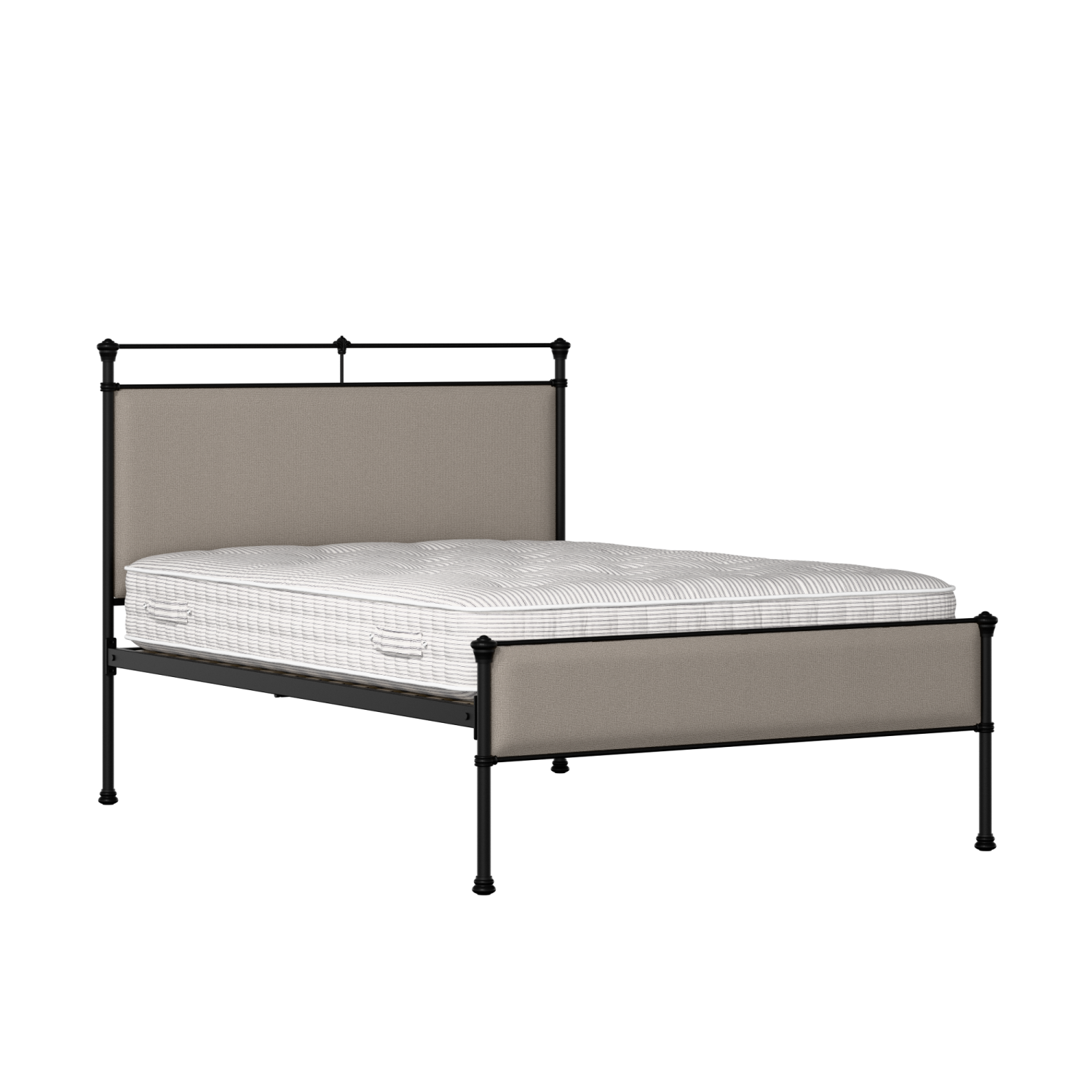 Nancy Slim iron/metal upholstered bed in black with storm grey fabric