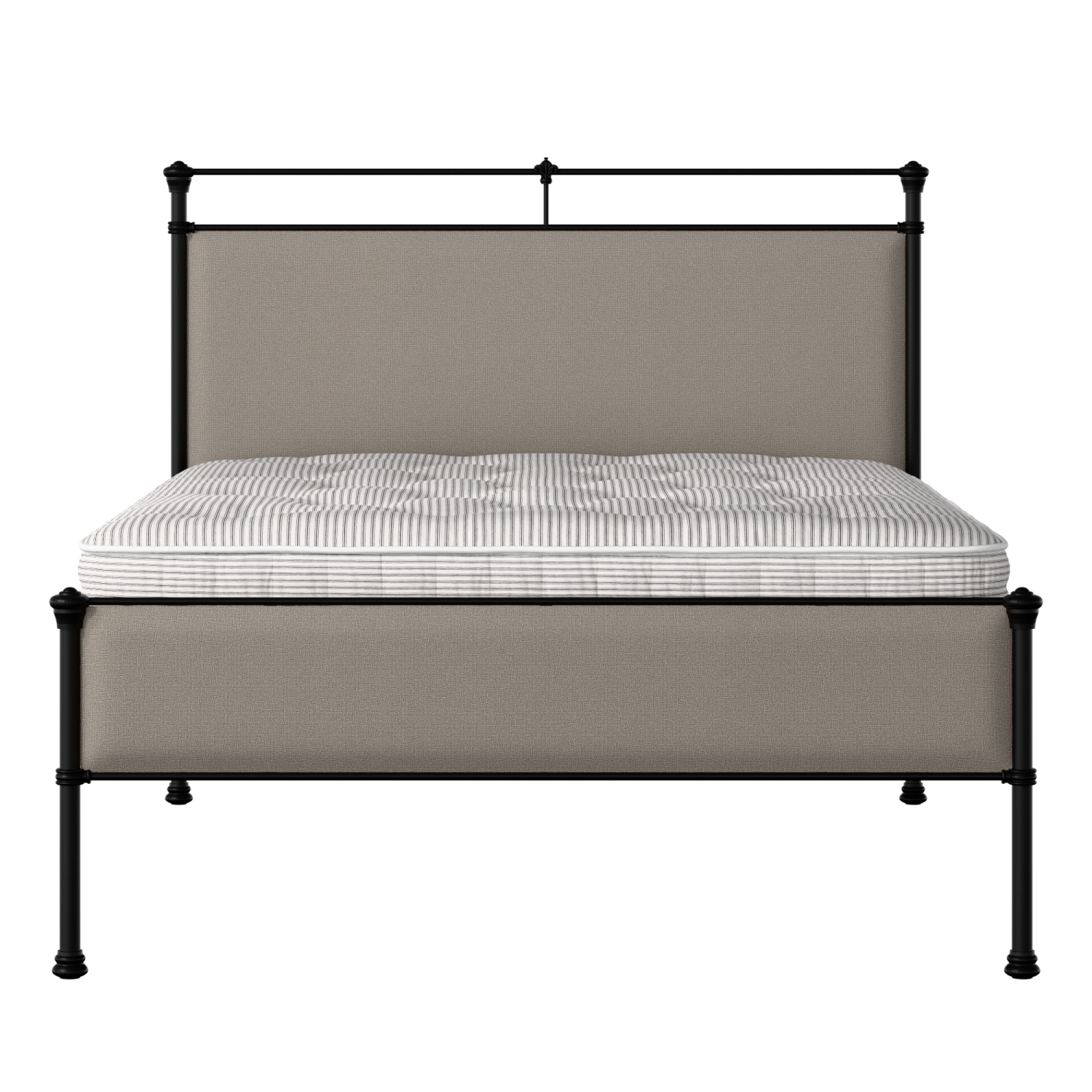 Nancy Slim iron/metal upholstered bed in black with storm grey fabric