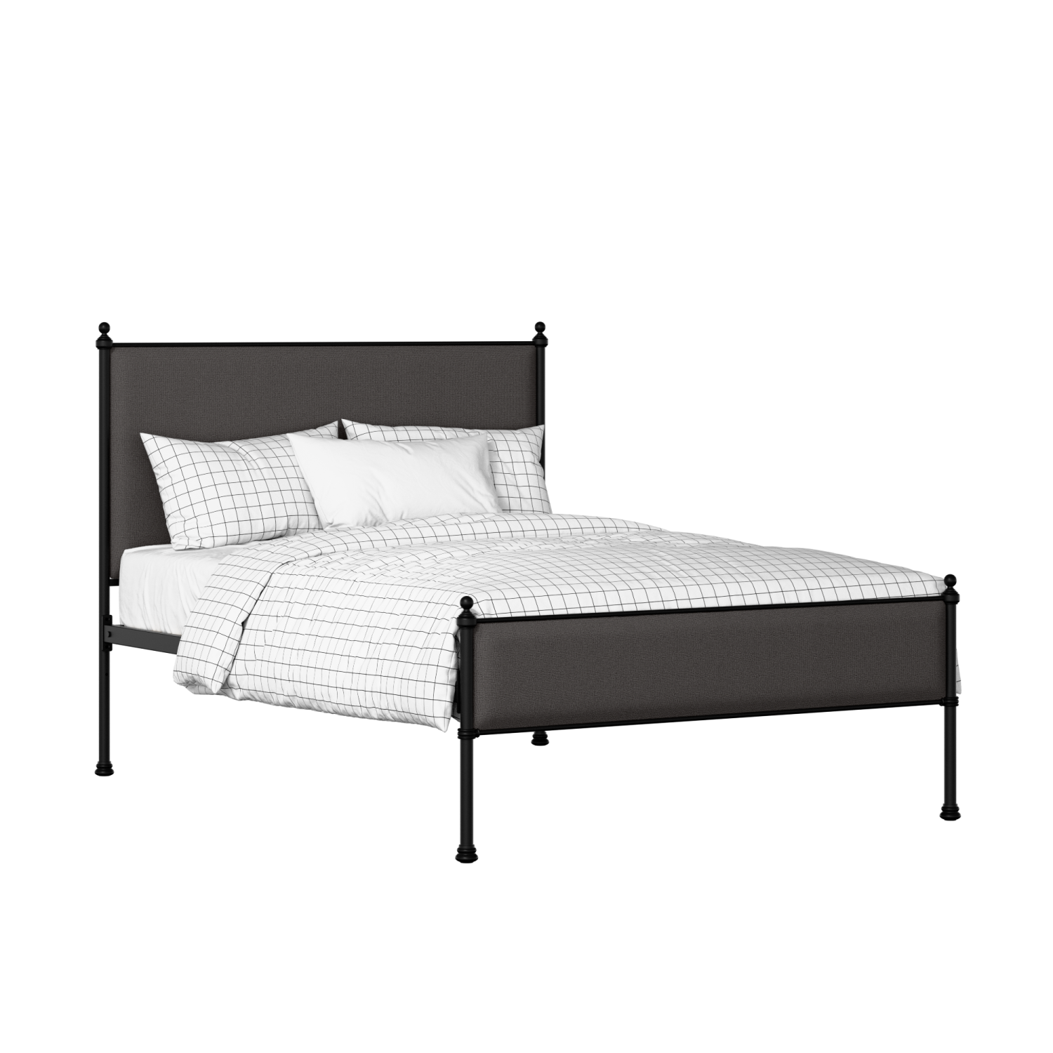 Neville Slim iron/metal upholstered bed in black with iron fabric