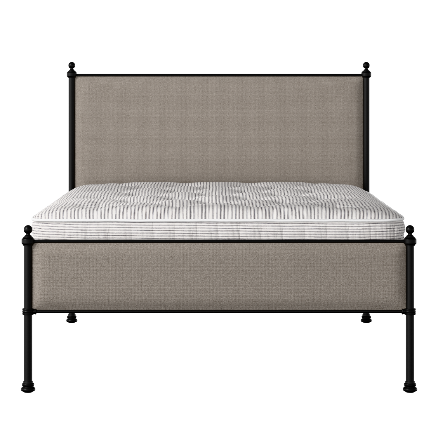 Neville Slim iron/metal upholstered bed in black with storm grey fabric