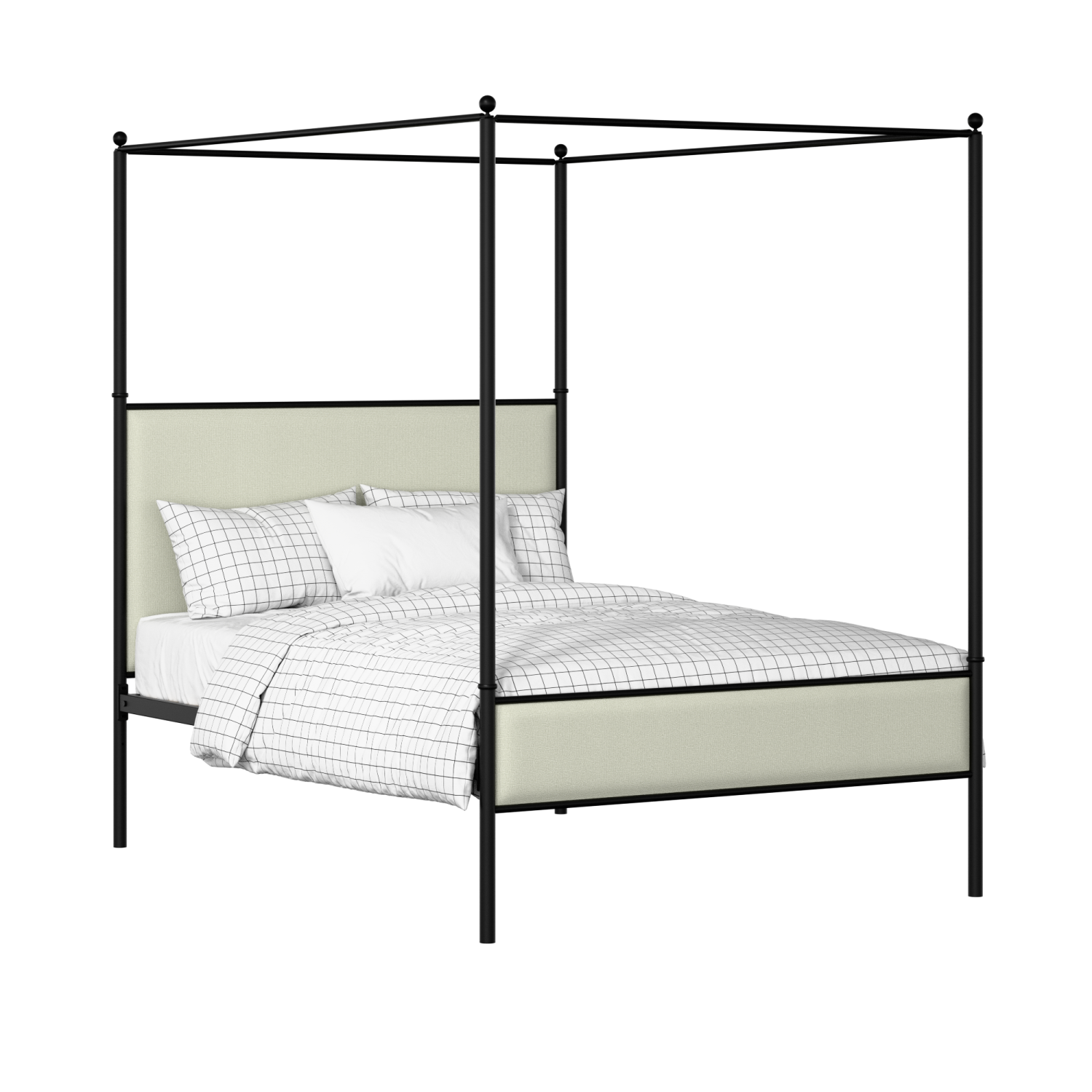 Reims Slim iron/metal upholstered bed in black with mineral fabric