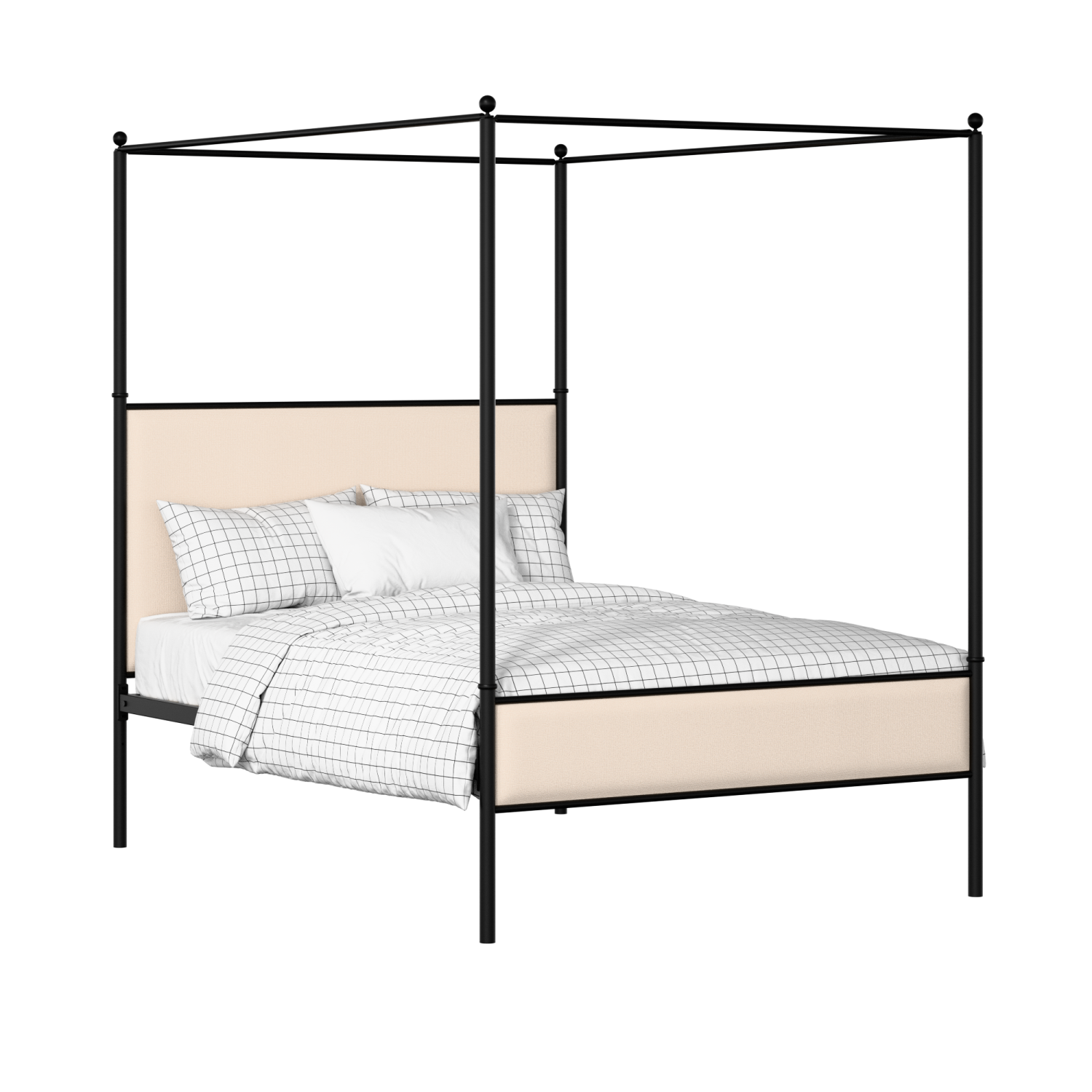 Reims Slim iron/metal upholstered bed in black with silver fabric