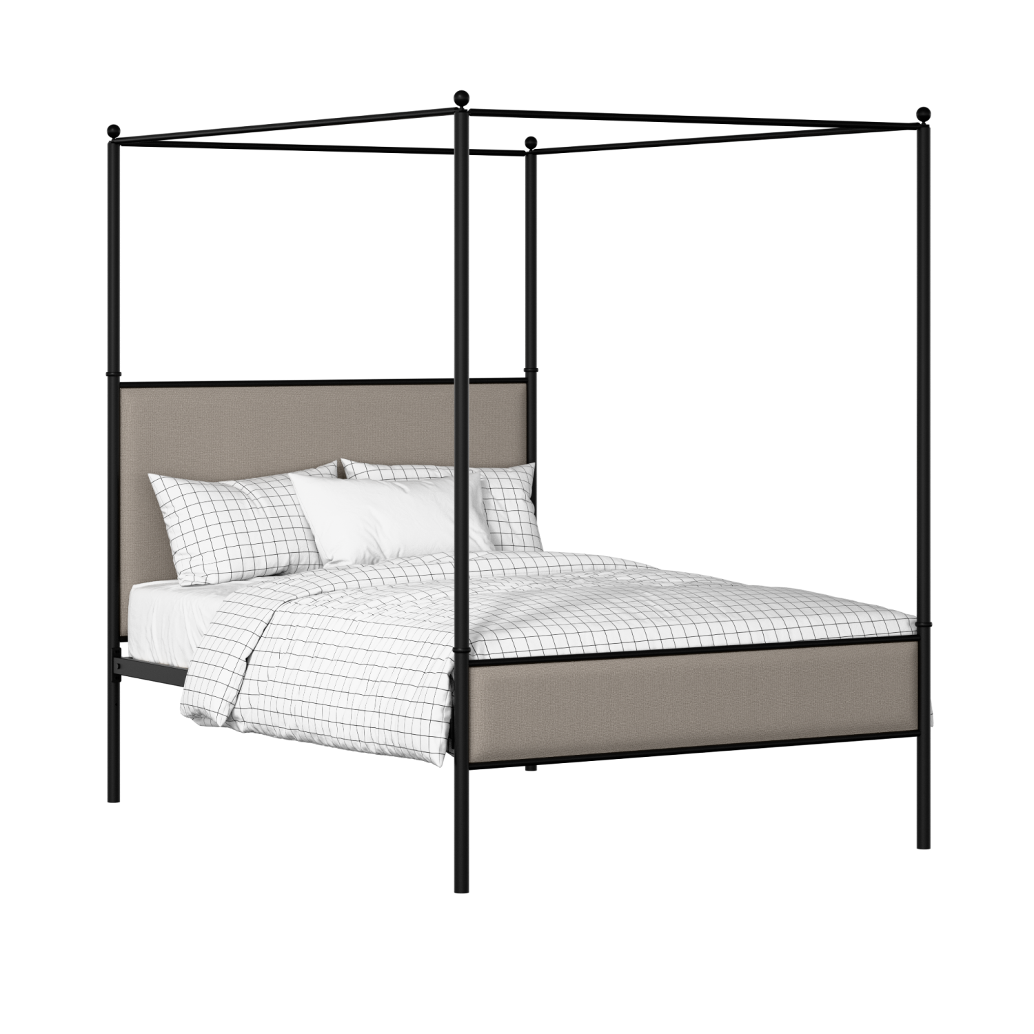 Reims Slim iron/metal upholstered bed in black with storm grey fabric