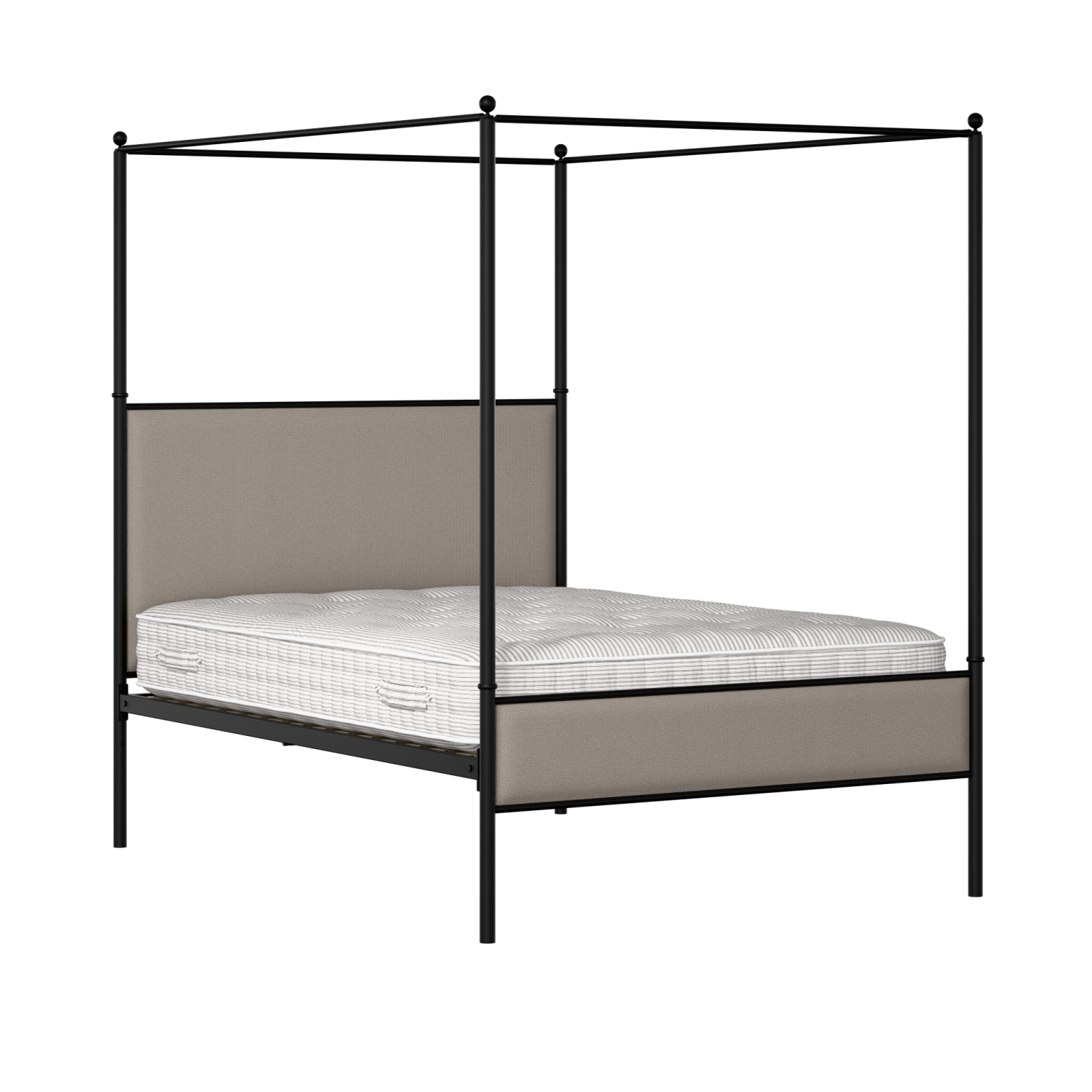 Reims Slim iron/metal upholstered bed in black with storm grey fabric