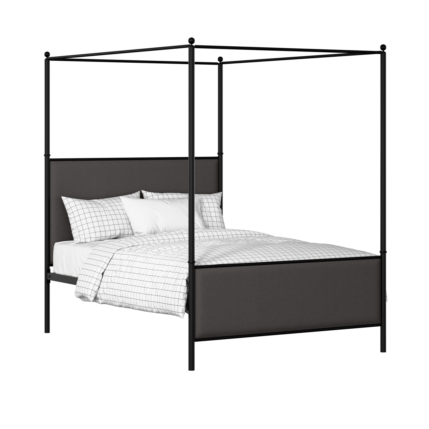 Reims iron/metal upholstered bed in black with iron fabric