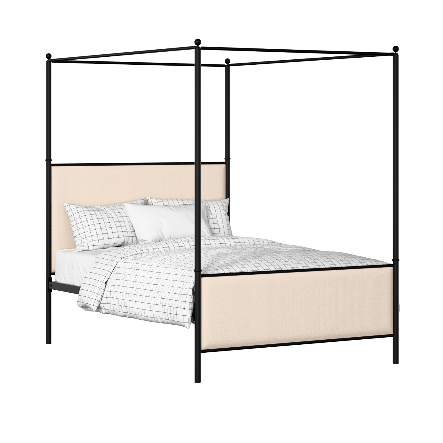 Reims iron/metal upholstered bed in black with silver fabric
