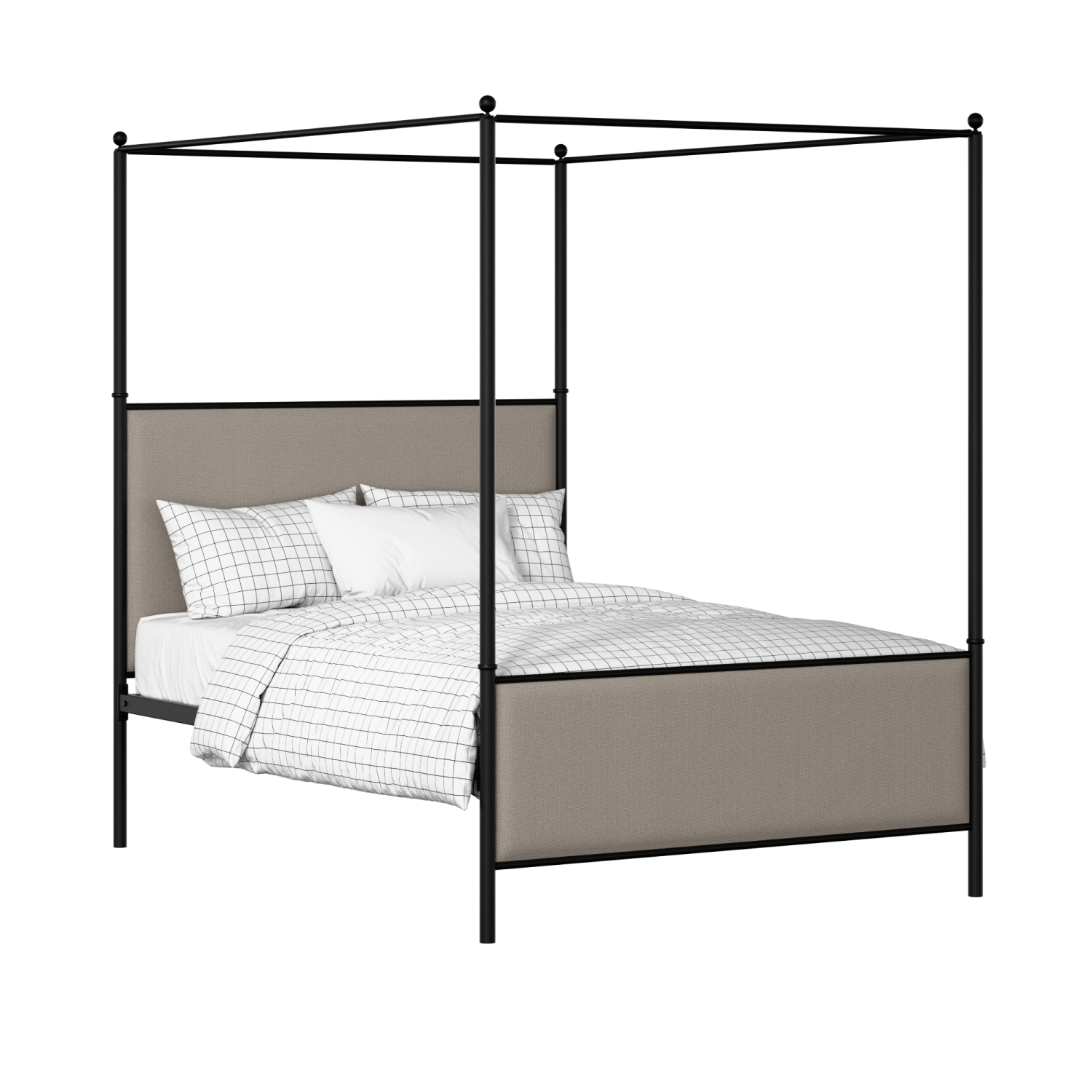 Reims iron/metal upholstered bed in black with storm grey fabric