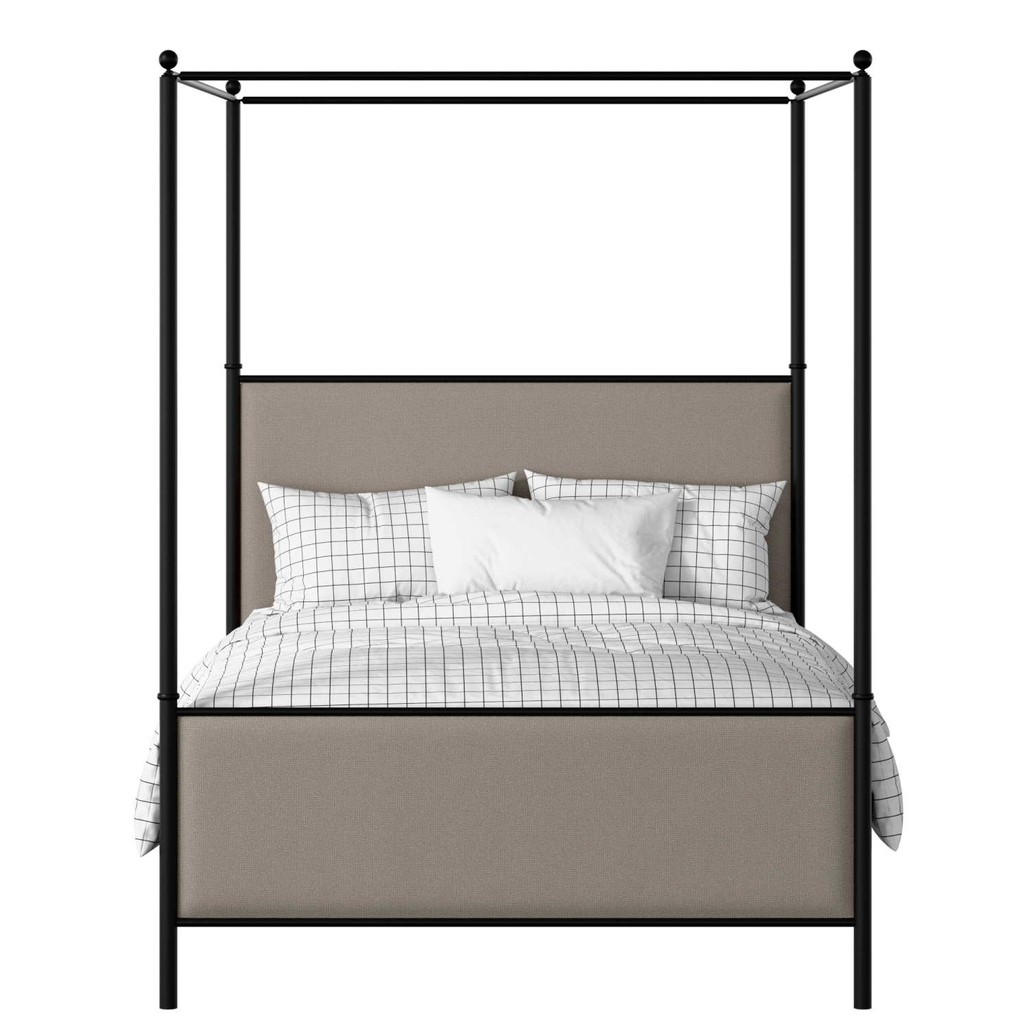 Reims iron/metal upholstered bed in black with storm grey fabric