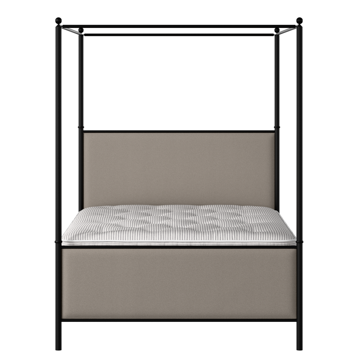 Reims iron/metal upholstered bed in black with storm grey fabric
