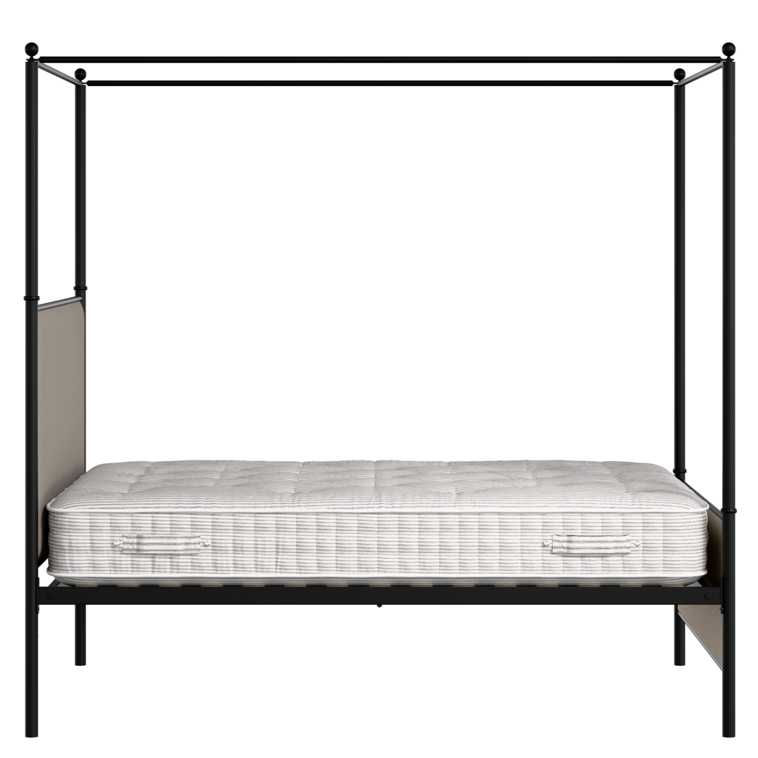 Reims iron/metal upholstered bed in black with storm grey fabric