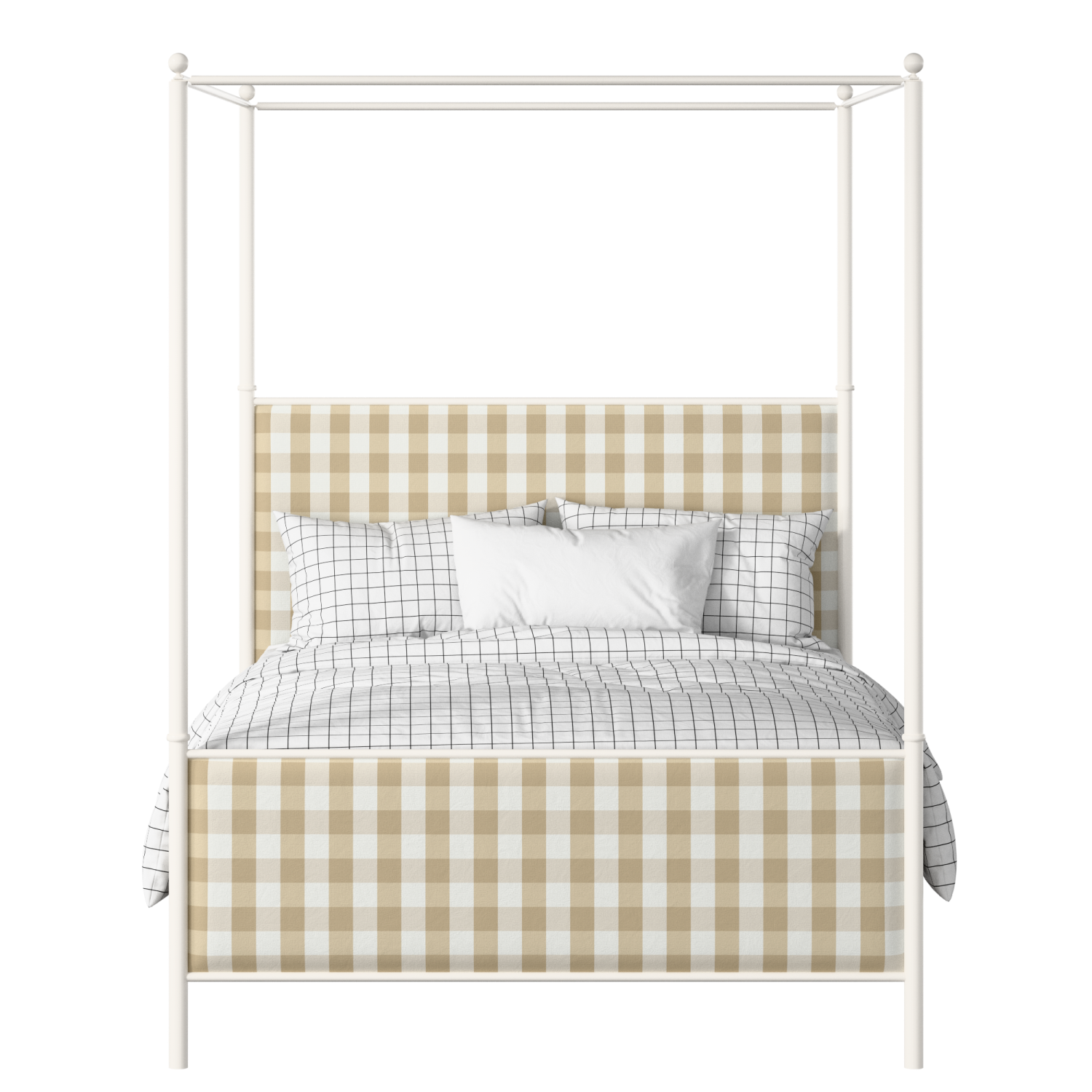 Reims iron/metal upholstered bed in ivory with Romo Kemble Putty fabric