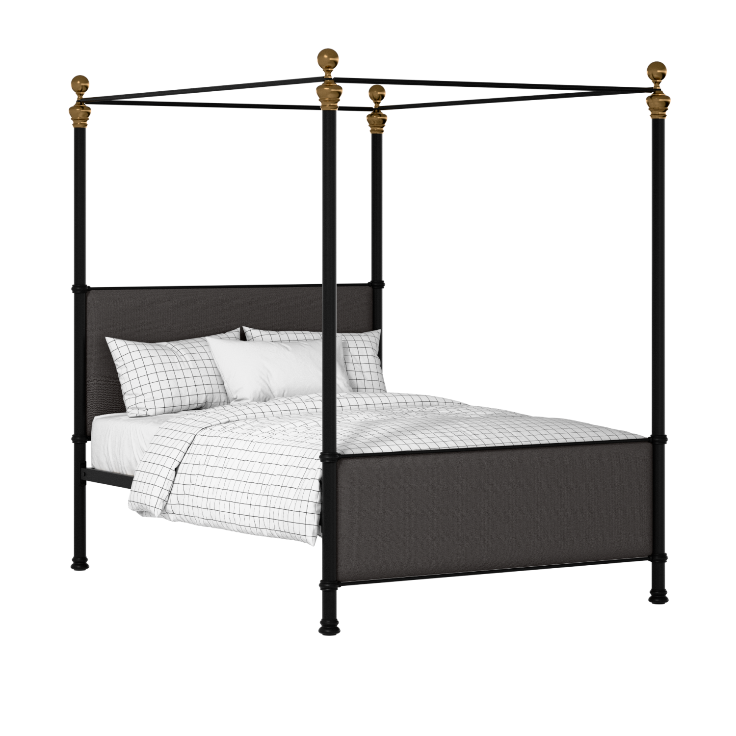 Riviere iron/metal upholstered bed in black with iron fabric