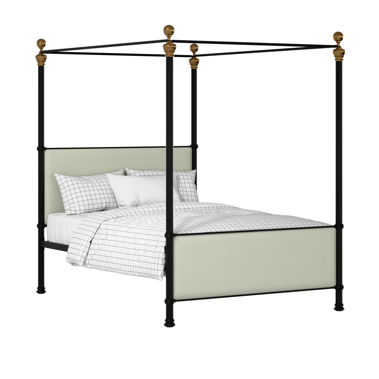 Riviere iron/metal upholstered bed in black with mineral fabric