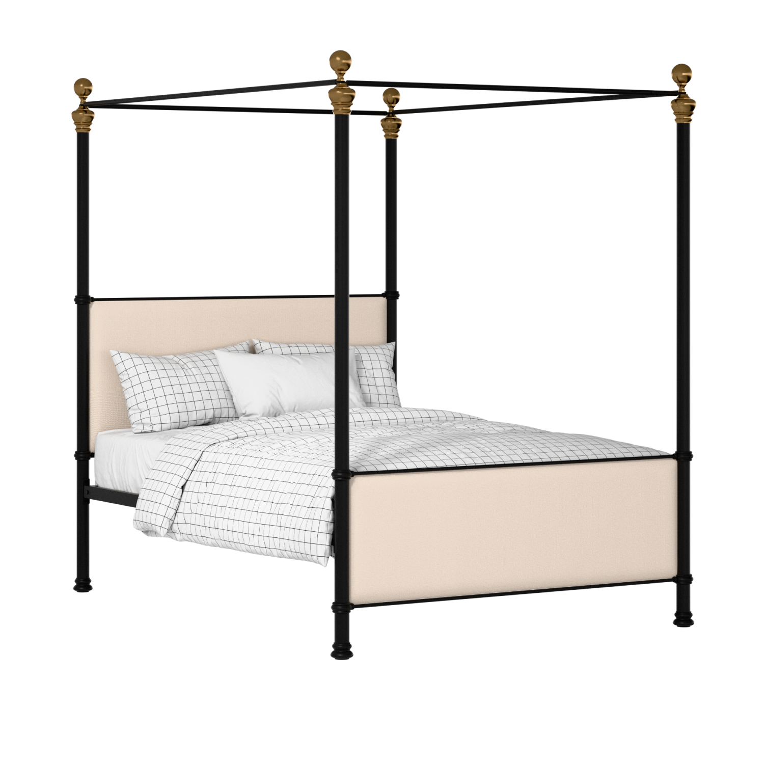 Riviere iron/metal upholstered bed in black with silver fabric