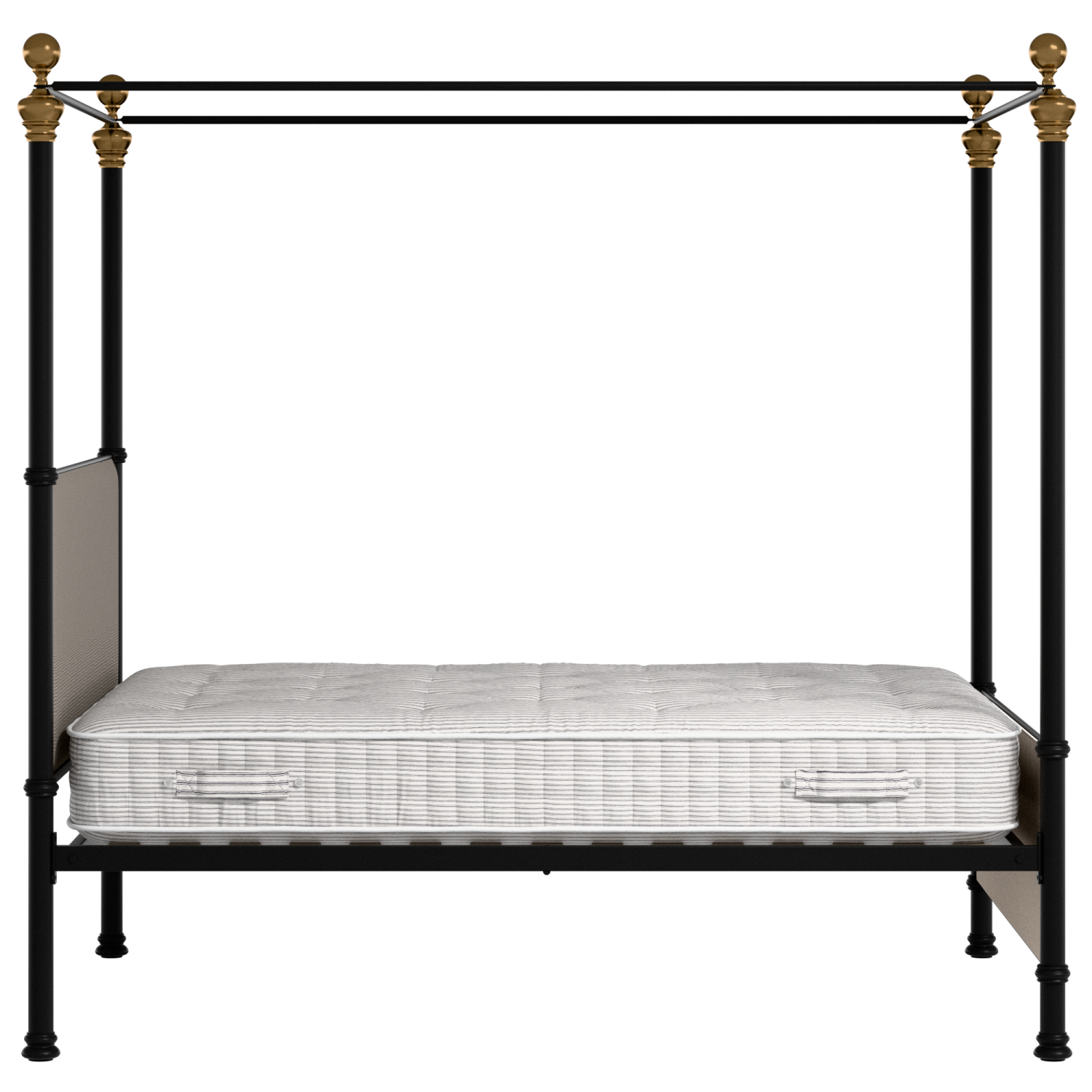 Riviere iron/metal upholstered bed in black with storm grey fabric