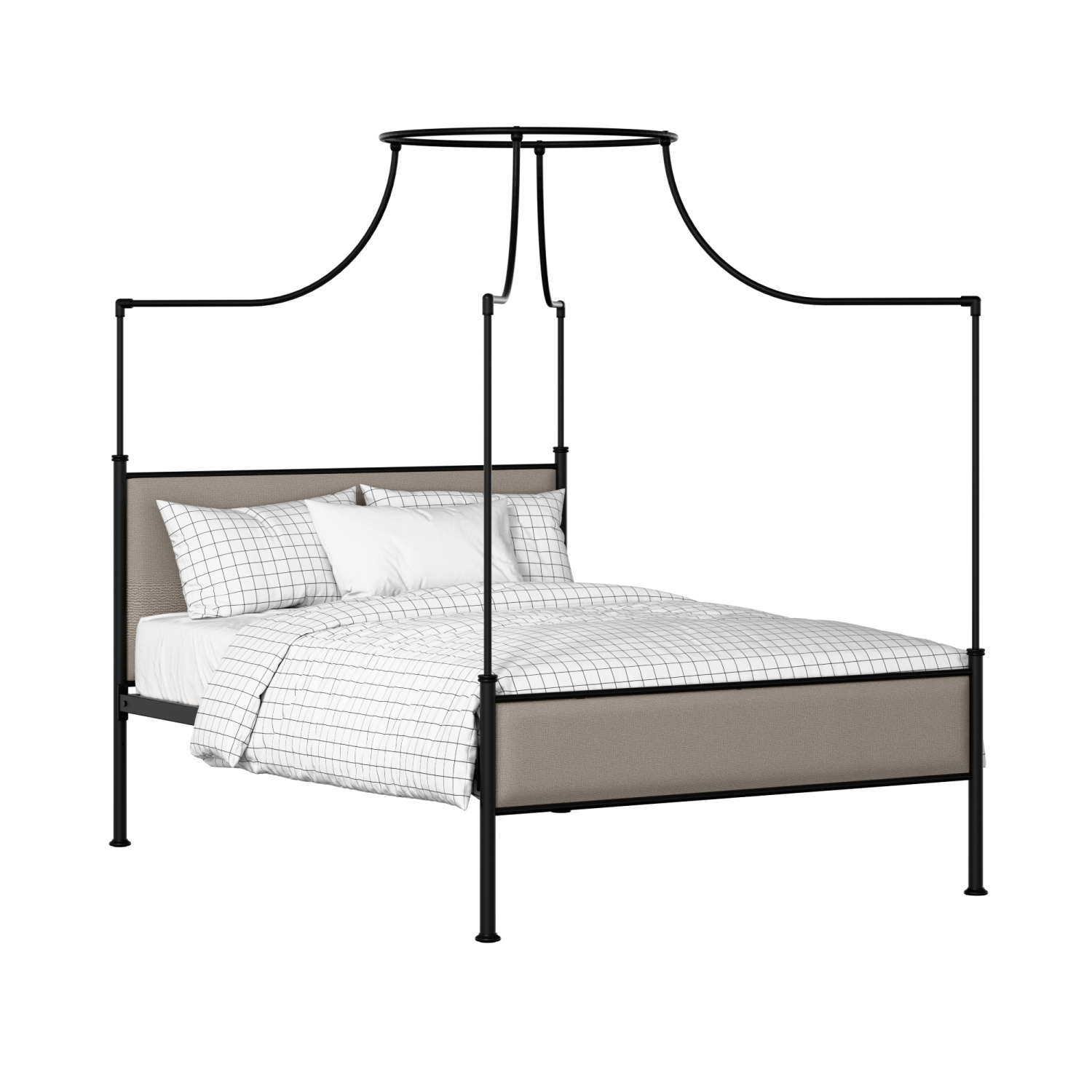 Waterloo Slim iron/metal upholstered bed in black with storm grey fabric