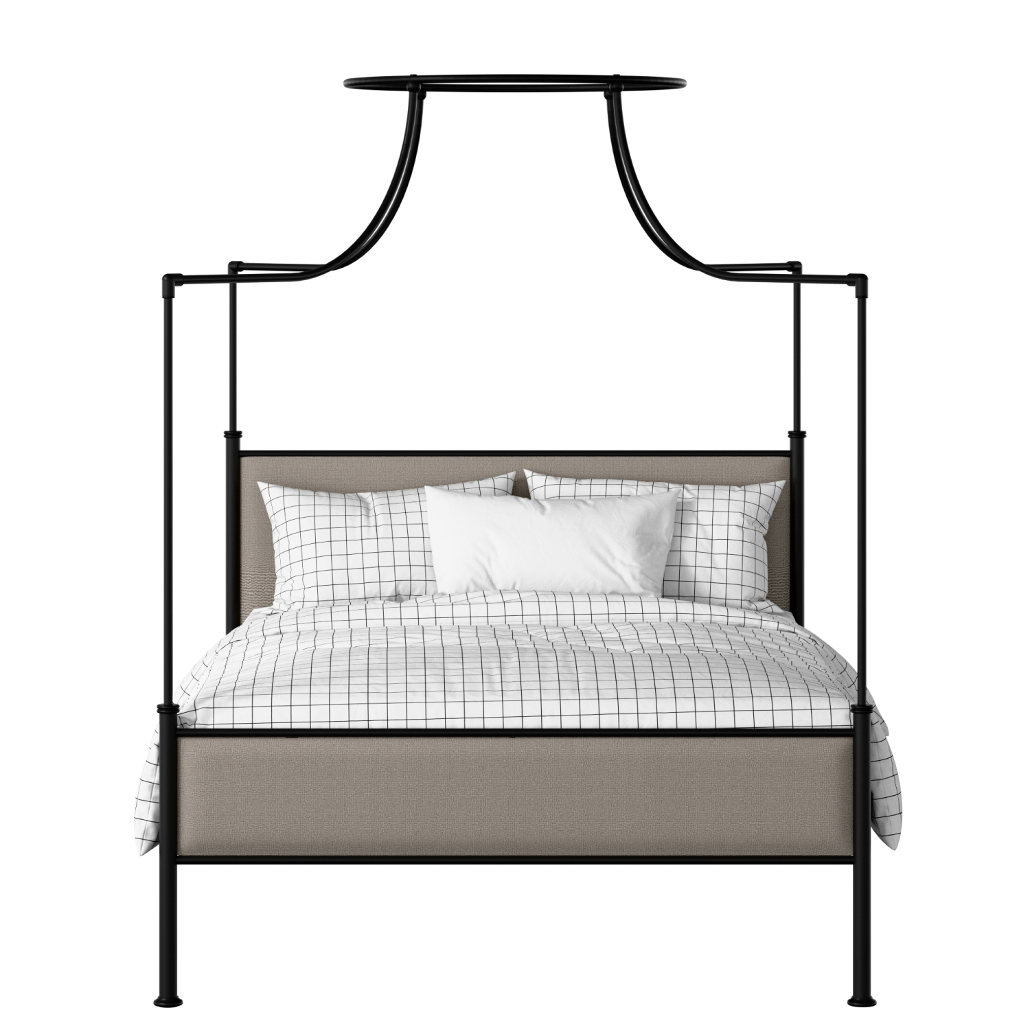 Waterloo Slim iron/metal upholstered bed in black with storm grey fabric