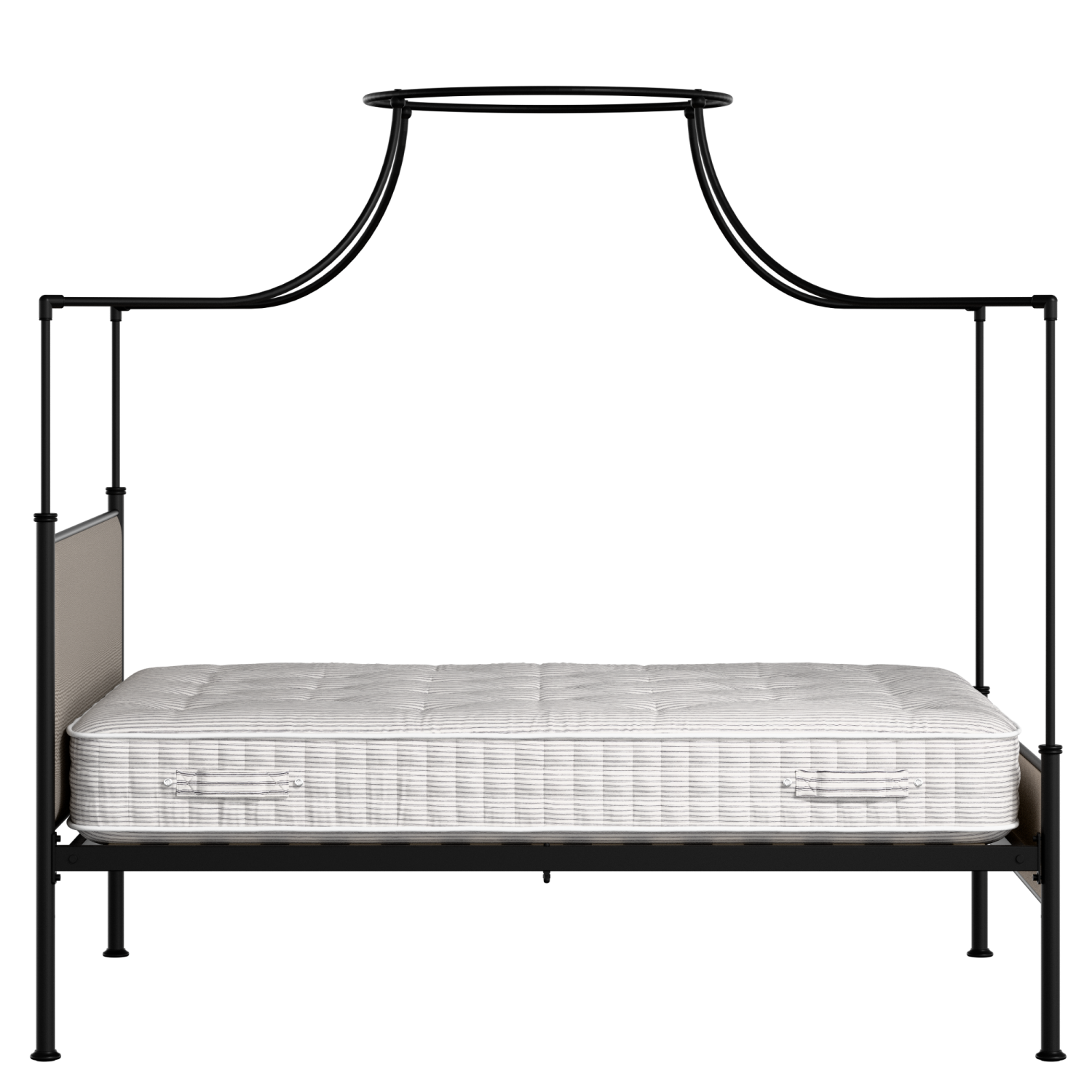 Waterloo Slim iron/metal upholstered bed in black with storm grey fabric