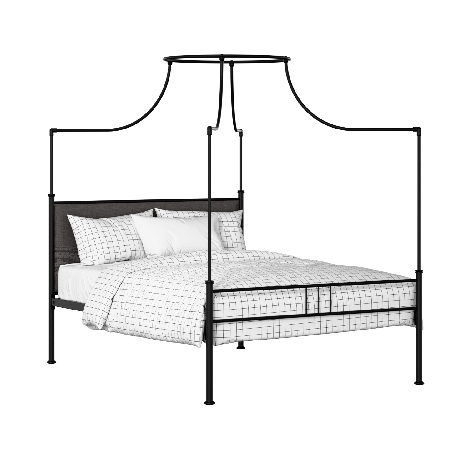 Waterloo Zero iron/metal upholstered bed in black with iron fabric