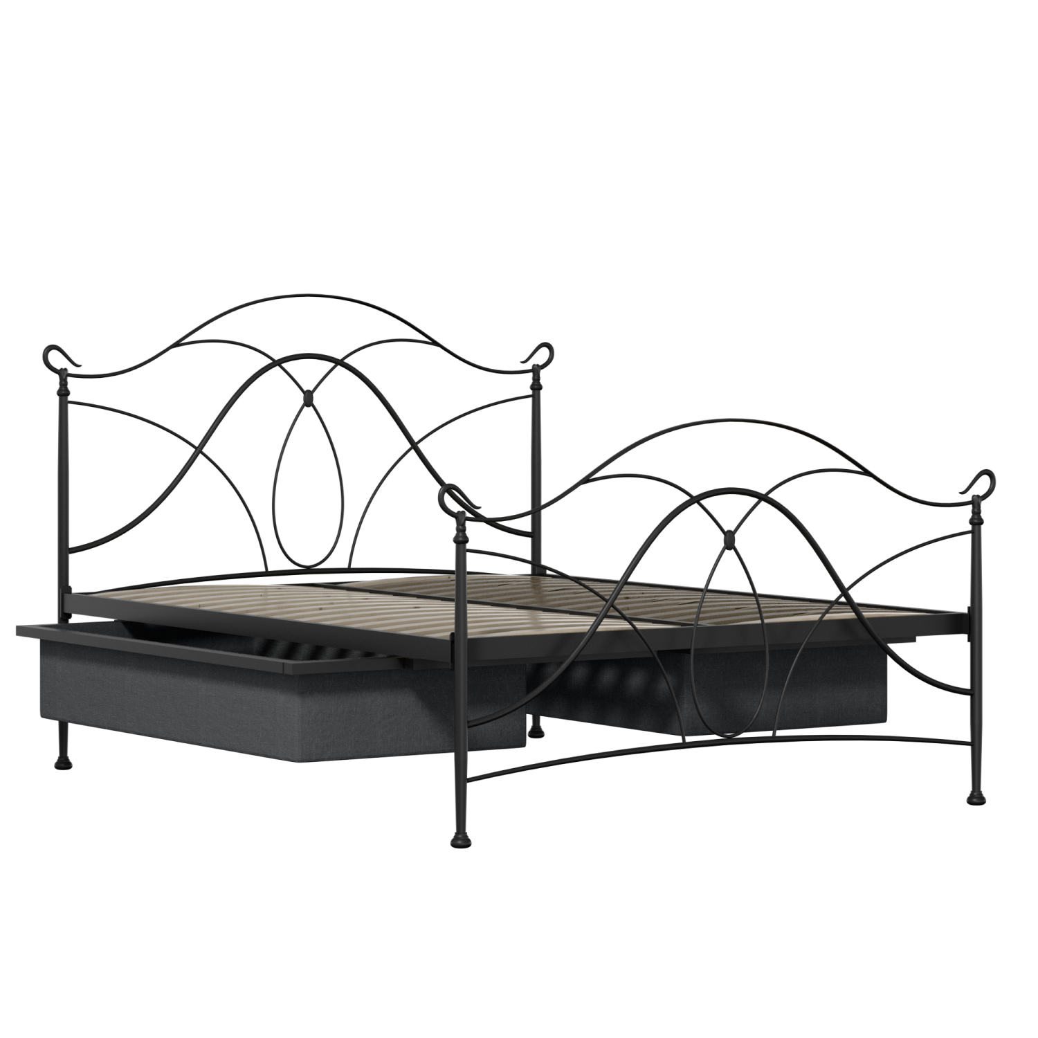 Ardo Metallbett in Schwarz mit Schubladen