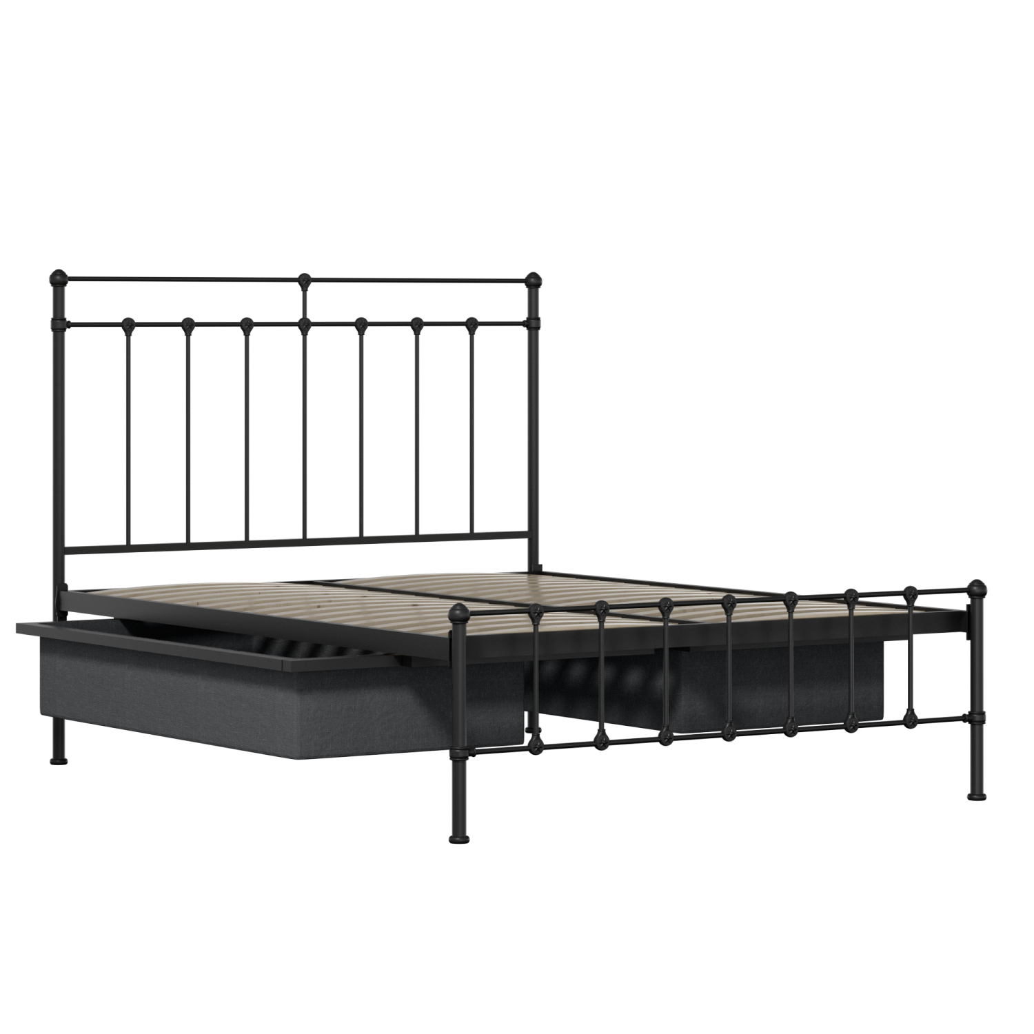 Ashley iron/metal bed in black with drawers